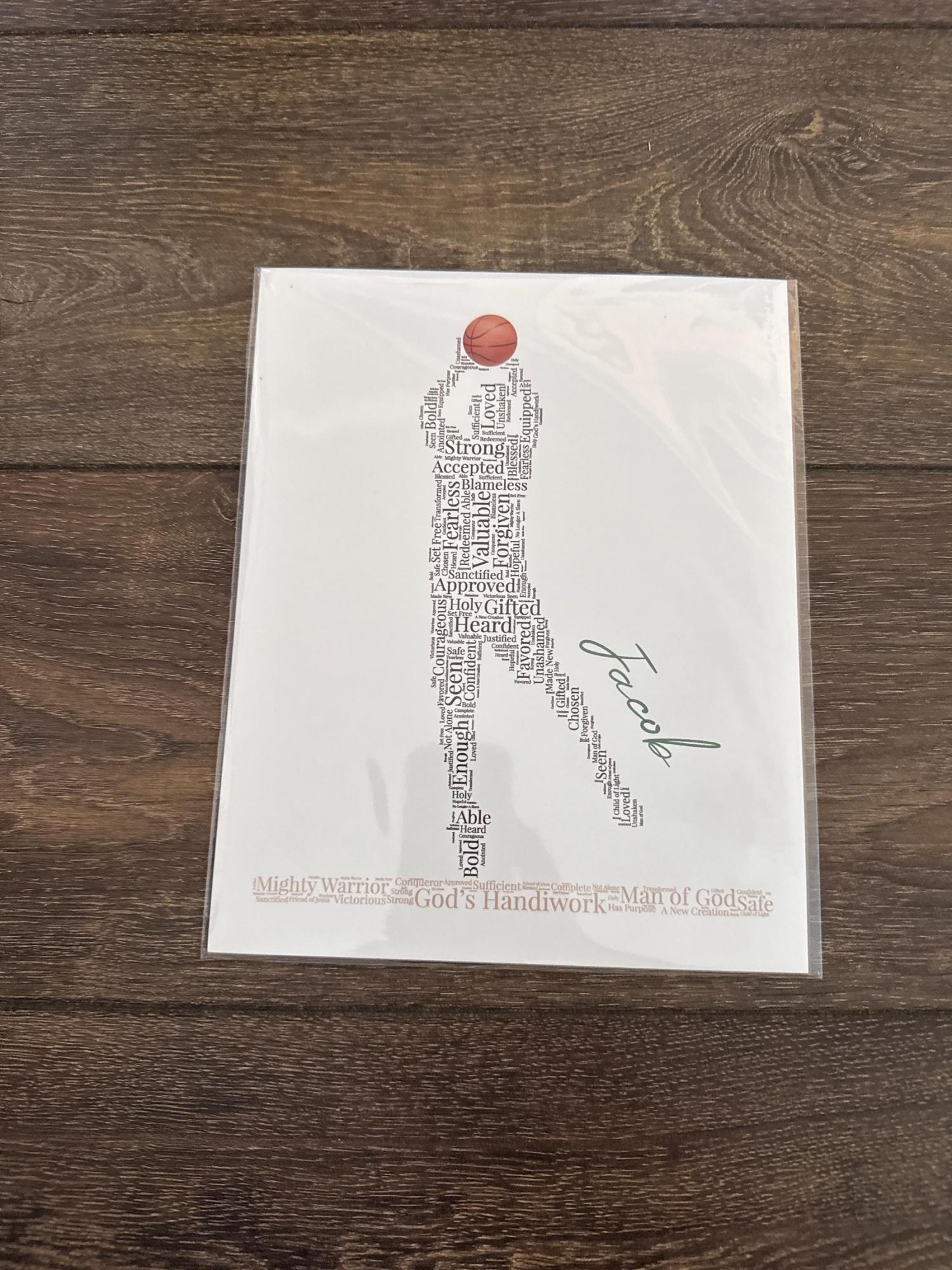 Male Basketball Player Word Art, Personalized Christian Athlete Sign, Inspirational Sports Wall Art, Basketball Player Gift