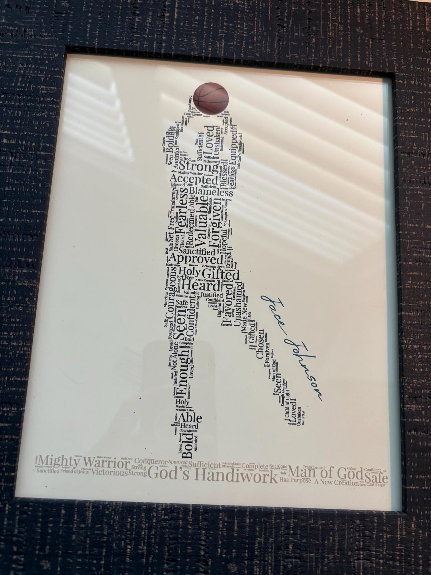 Male Basketball Player Word Art, Personalized Christian Athlete Sign, Inspirational Sports Wall Art, Basketball Player Gift