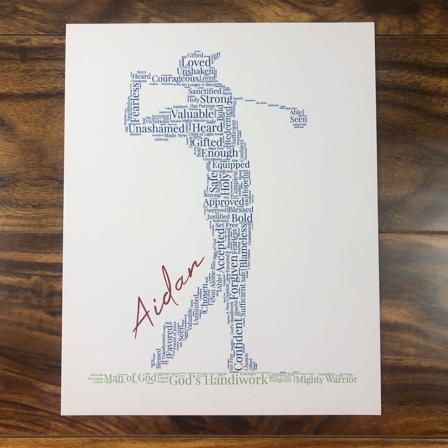 Personalized Golfer Word Art, Christian Athlete Sign, Inspirational Sports Wall Art, Custom Golfer Gift, Words of Affirmation
