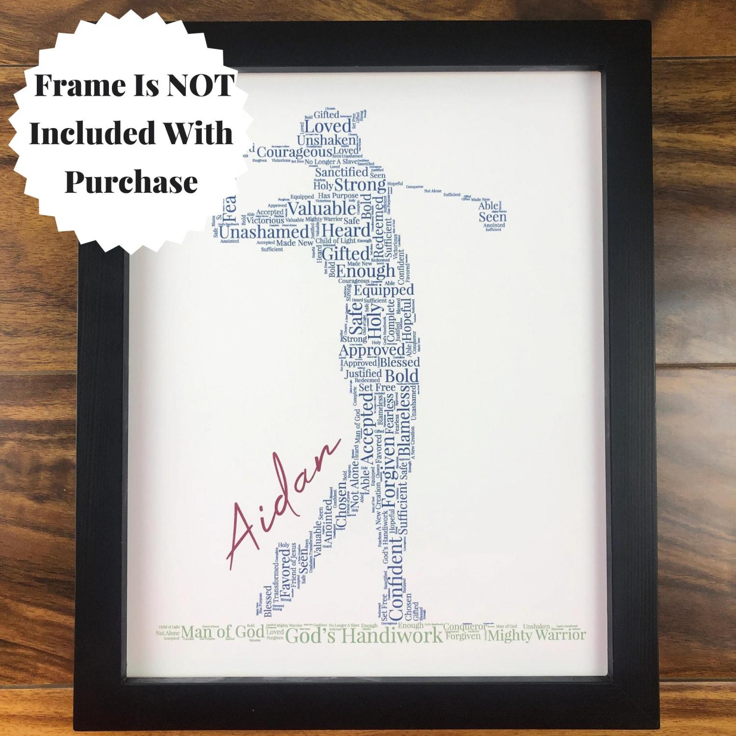Personalized Golfer Word Art, Christian Athlete Sign, Inspirational Sports Wall Art, Custom Golfer Gift, Words of Affirmation