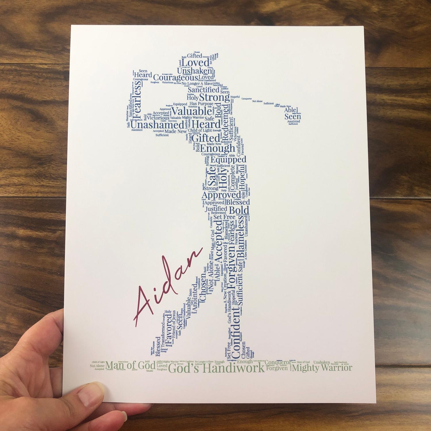 Personalized Golfer Word Art, Christian Athlete Sign, Inspirational Sports Wall Art, Custom Golfer Gift, Words of Affirmation