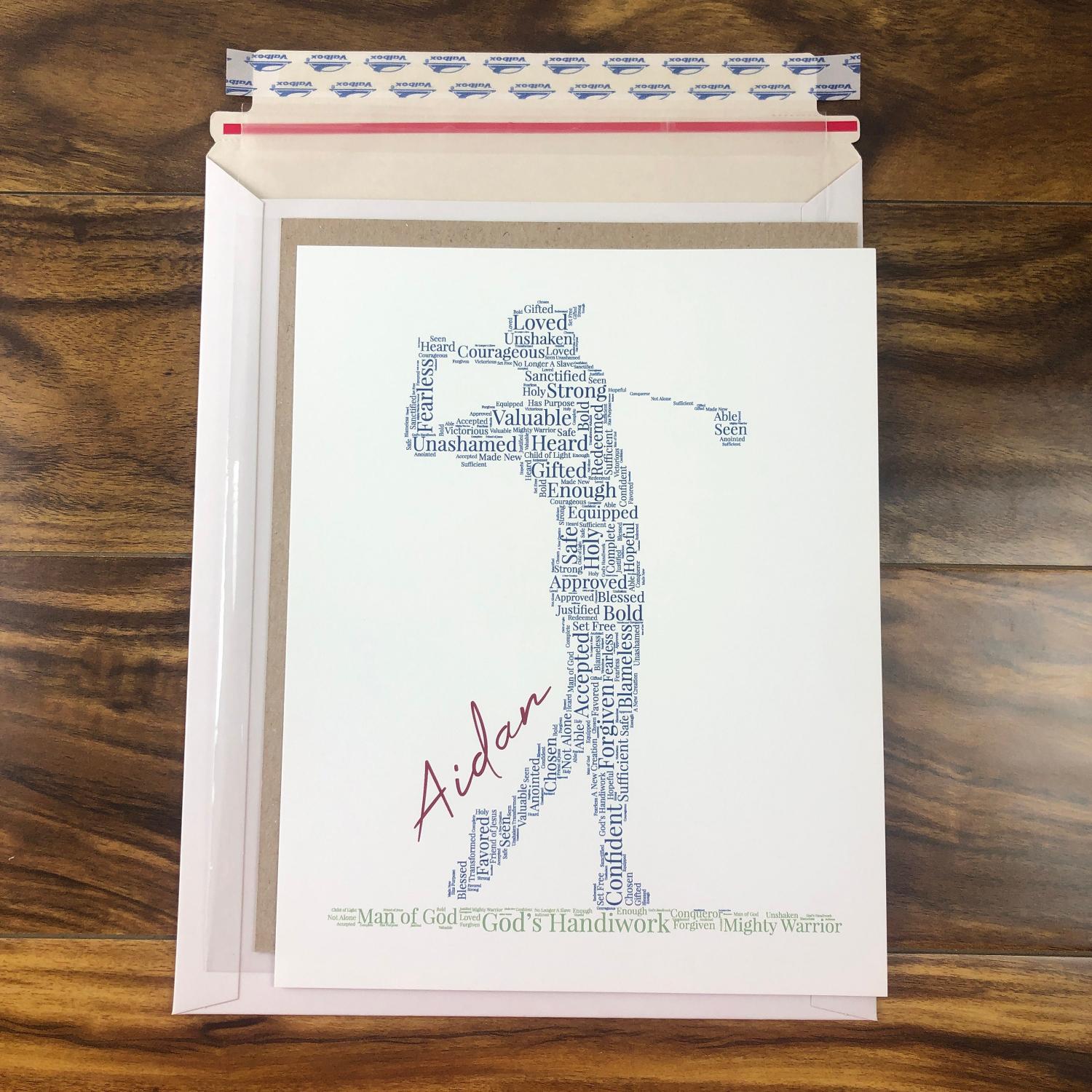 Personalized Golfer Word Art, Christian Athlete Sign, Inspirational Sports Wall Art, Custom Golfer Gift, Words of Affirmation