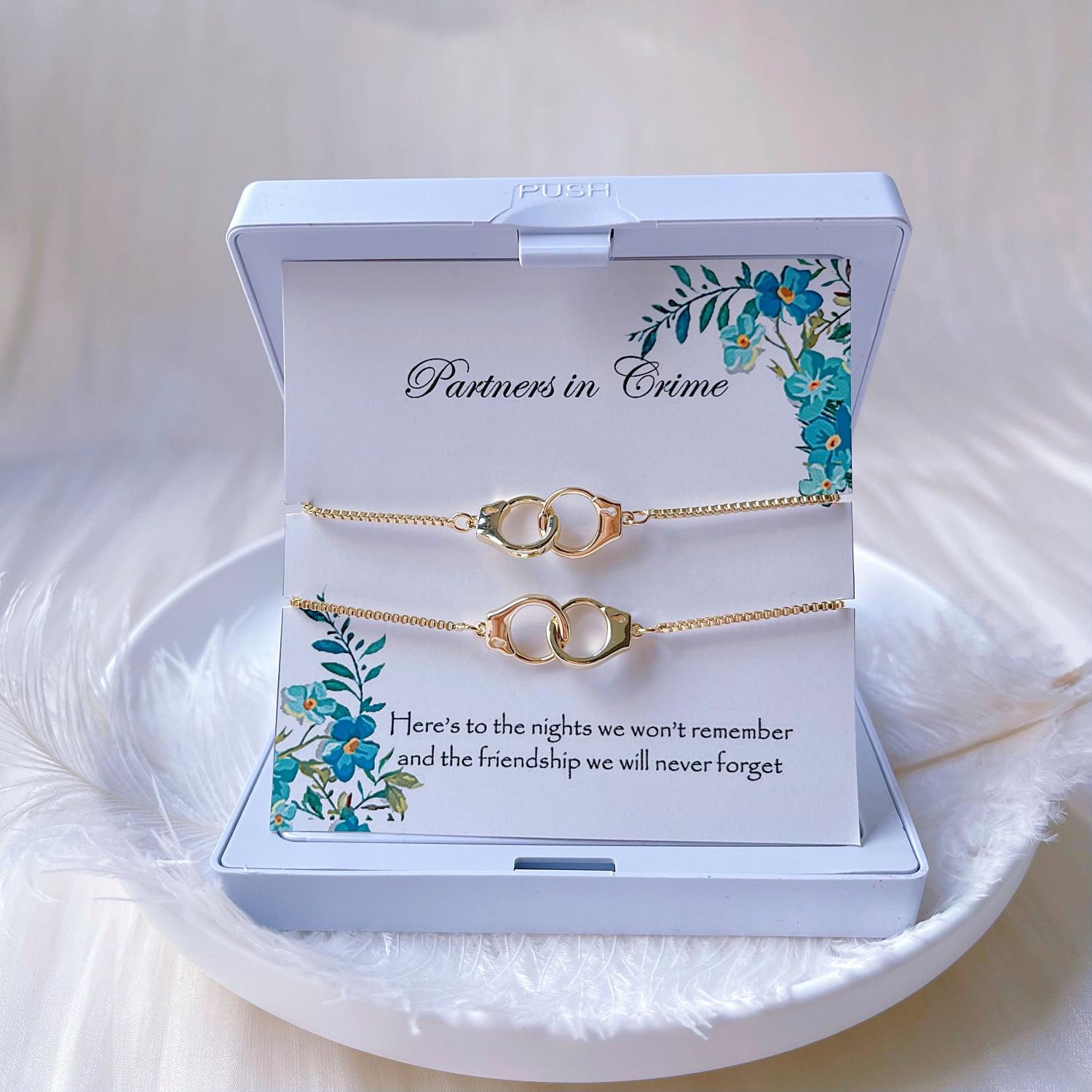 Partners in Crime Wish Adjustable Bracelet, Handcuff Bracelet, BFF, Bff gift, Best Friend Gift, Friendship Bracelet and Necklace