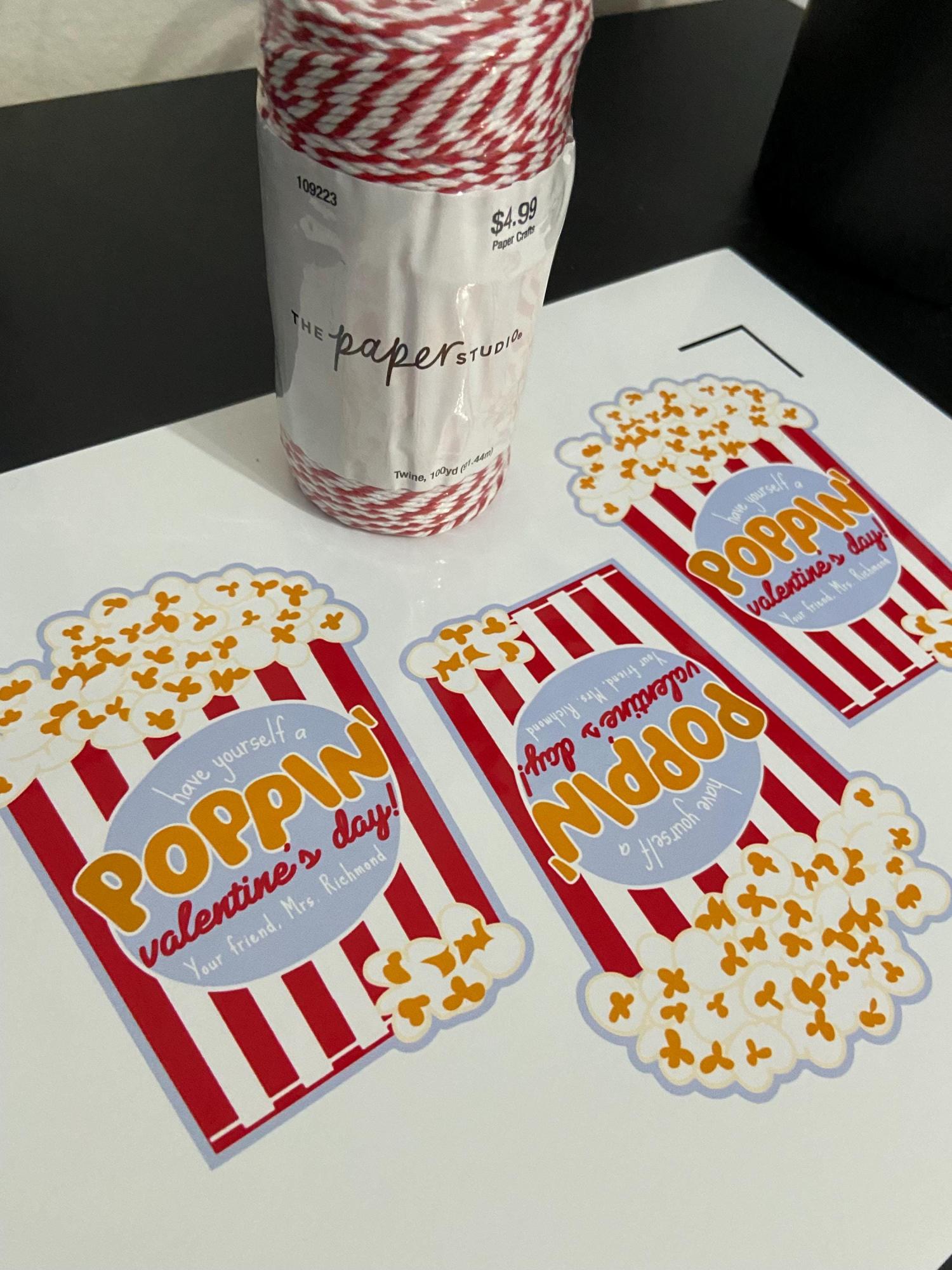Popcorn Valentine Printable, Unique Valentine Sticker, Mini Popcorn Bag Valentine Cutout, Poppin' Valentine Card, Classroom Valentine, Kids