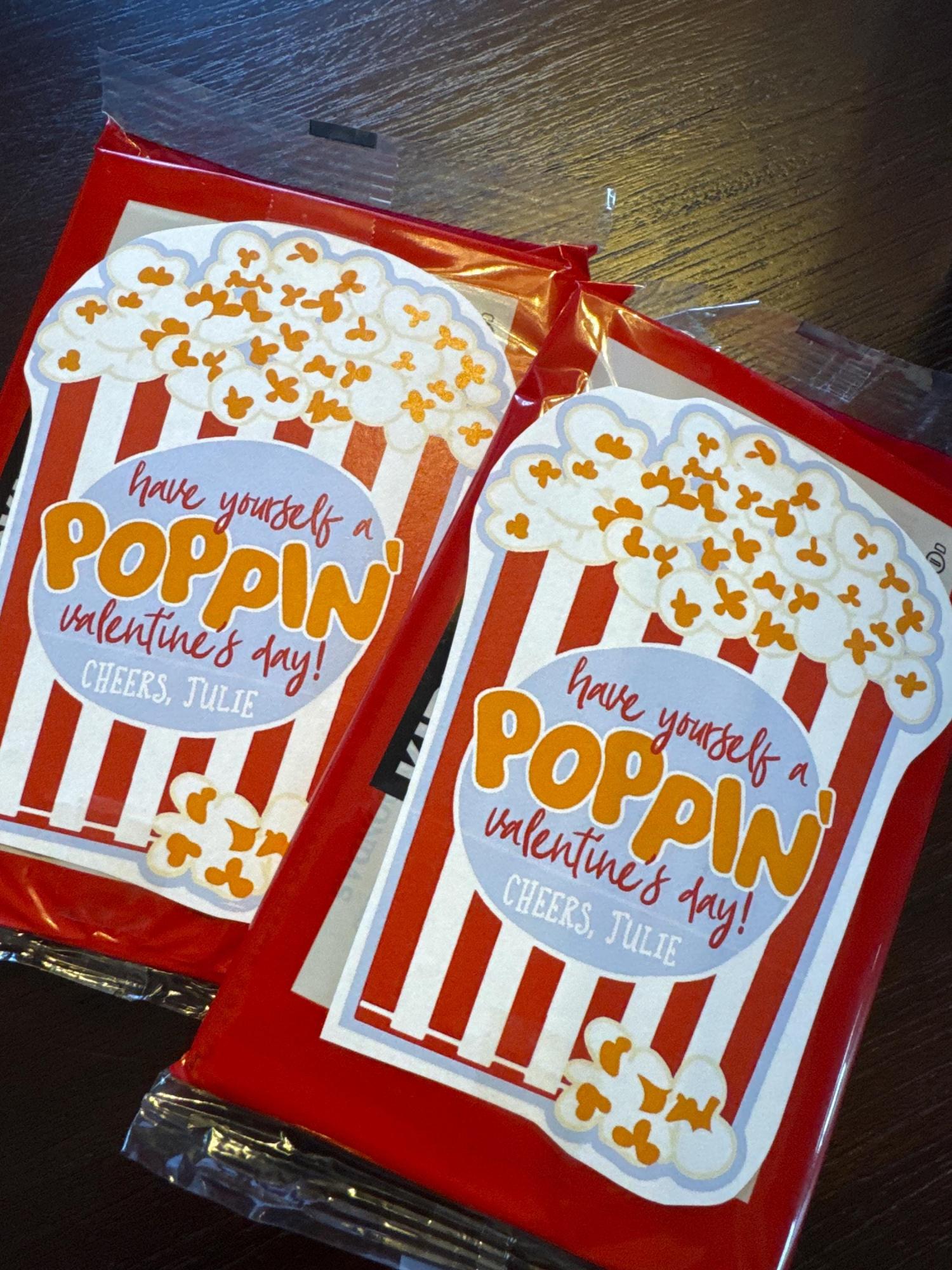 Popcorn Valentine Printable, Unique Valentine Sticker, Mini Popcorn Bag Valentine Cutout, Poppin' Valentine Card, Classroom Valentine, Kids