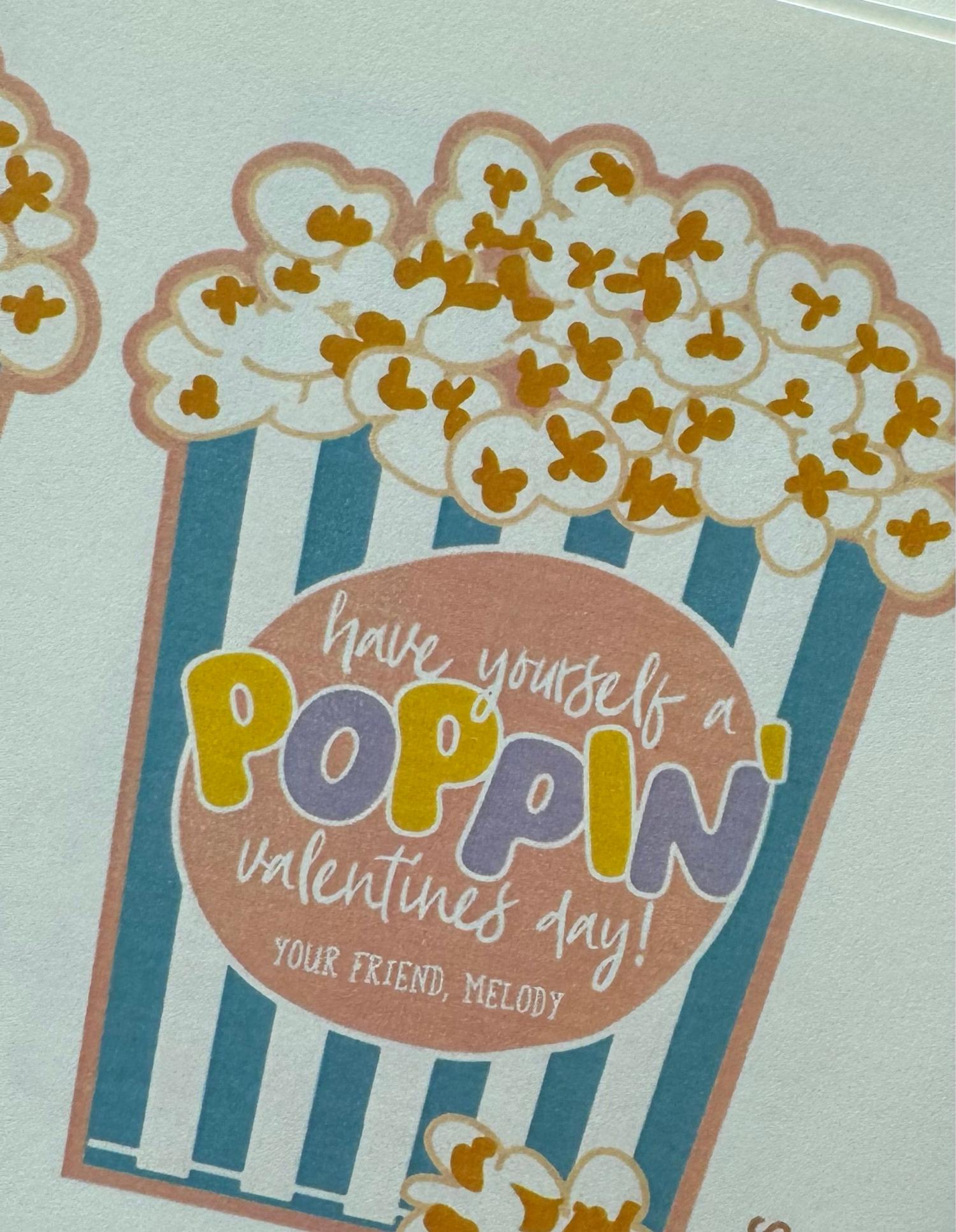 Popcorn Valentine Printable, Unique Valentine Sticker, Mini Popcorn Bag Valentine Cutout, Poppin' Valentine Card, Classroom Valentine, Kids