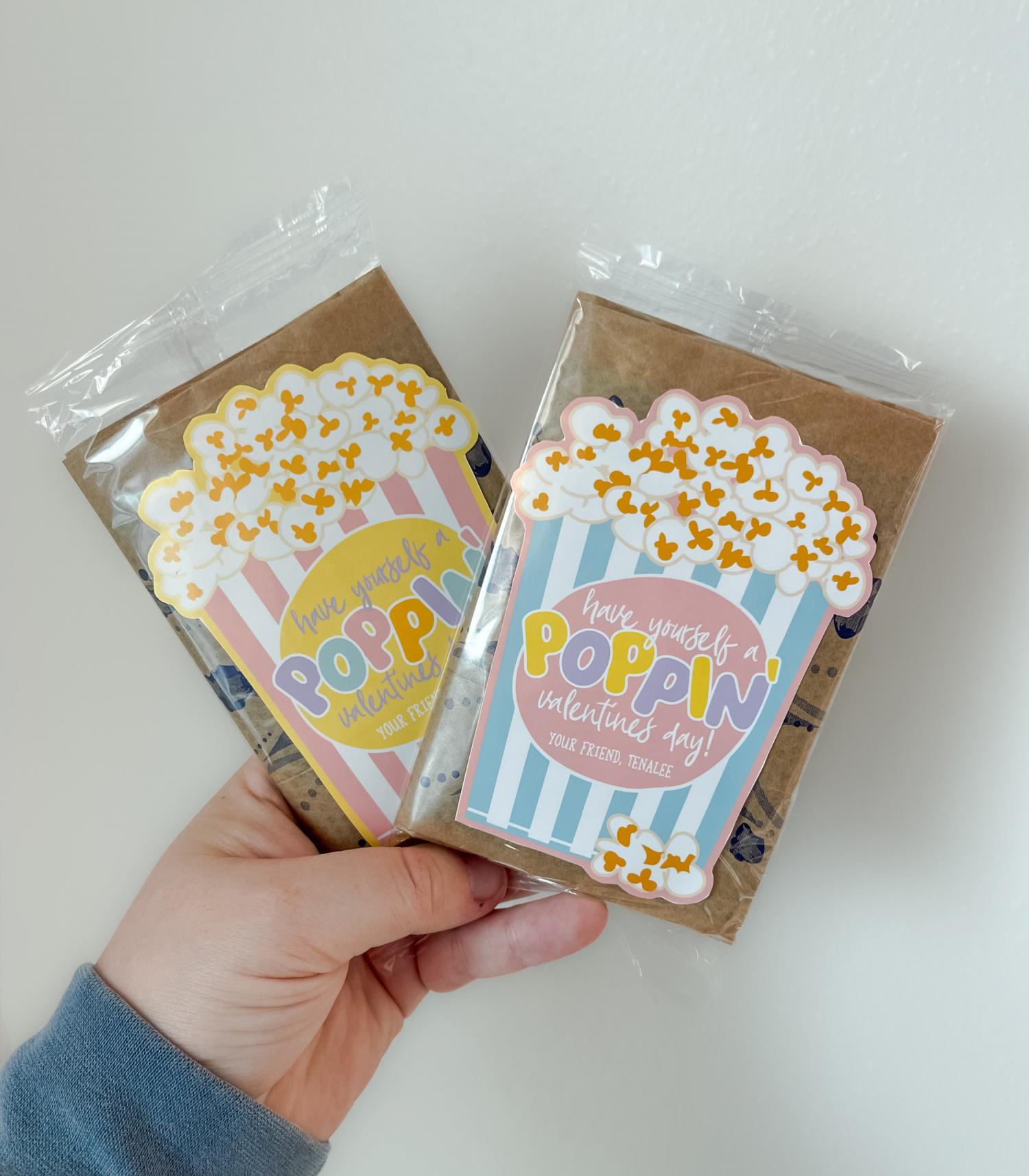 Popcorn Valentine Printable, Unique Valentine Sticker, Mini Popcorn Bag Valentine Cutout, Poppin' Valentine Card, Classroom Valentine, Kids