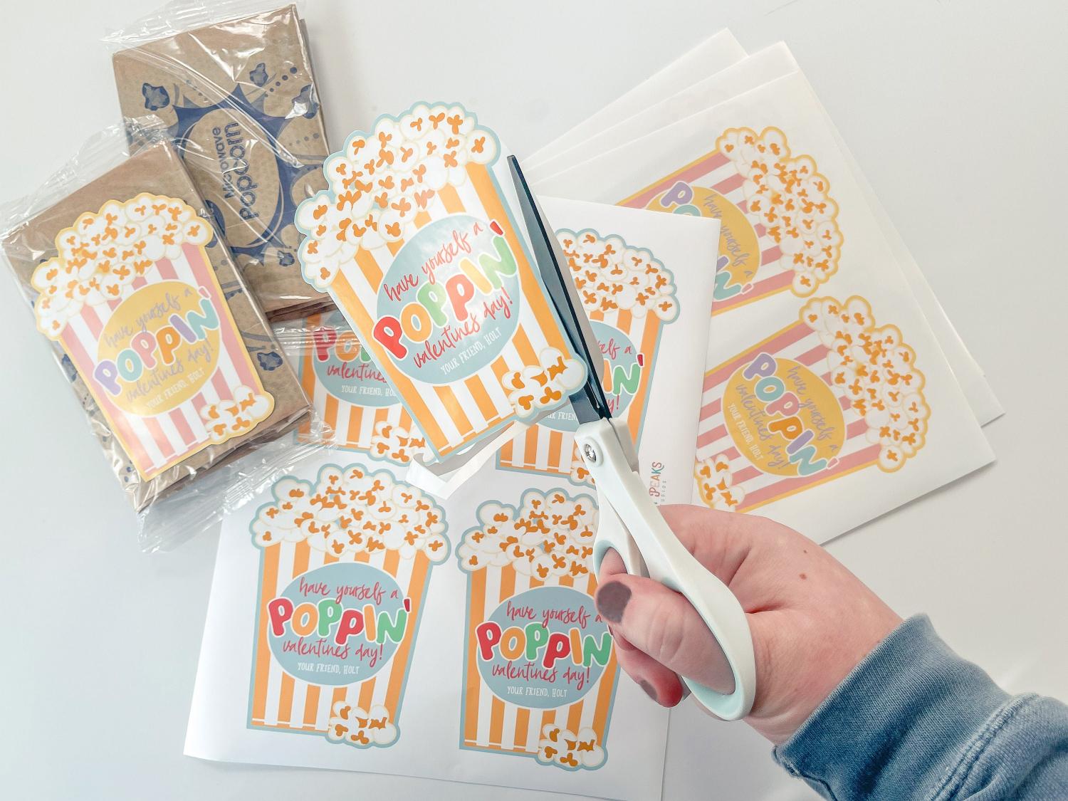 Popcorn Valentine Printable, Unique Valentine Sticker, Mini Popcorn Bag Valentine Cutout, Poppin' Valentine Card, Classroom Valentine, Kids