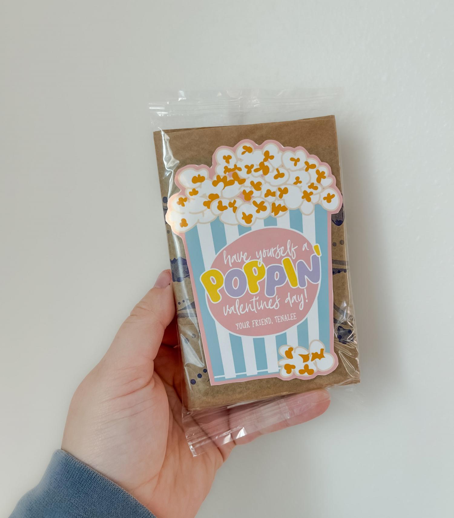 Popcorn Valentine Printable, Unique Valentine Sticker, Mini Popcorn Bag Valentine Cutout, Poppin' Valentine Card, Classroom Valentine, Kids