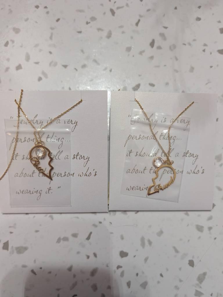 Custom Birthstone Necklace with 2 Names|Heart Charm Necklace for Couple|Personalized BFF Necklace for 2|Puzzle Pendant Friendship Necklace