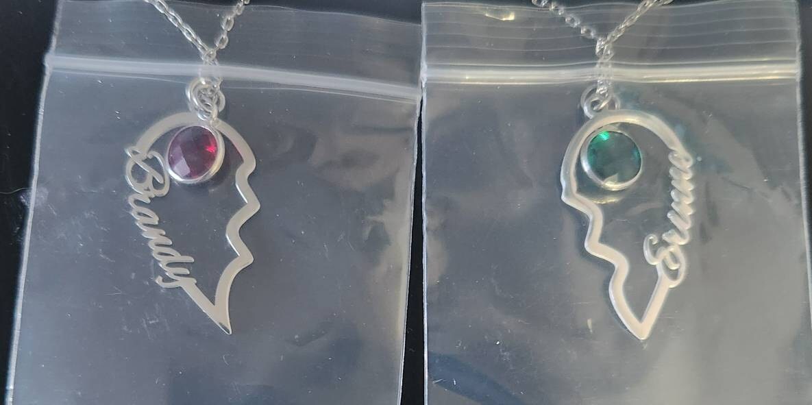 Custom Birthstone Necklace with 2 Names|Heart Charm Necklace for Couple|Personalized BFF Necklace for 2|Puzzle Pendant Friendship Necklace