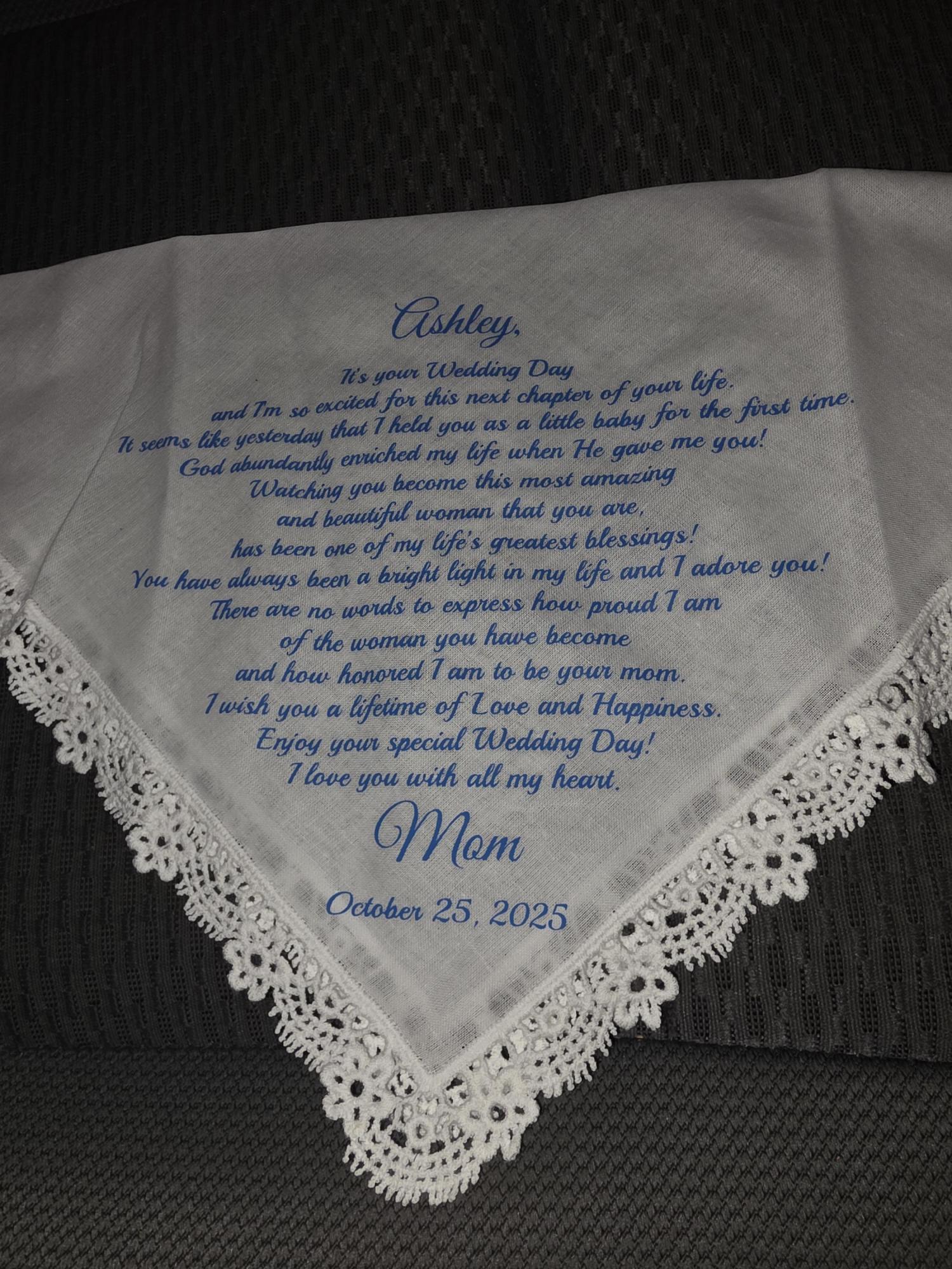 What To Give My Daughter On Her Wedding Day? - Personalized Handkerchief