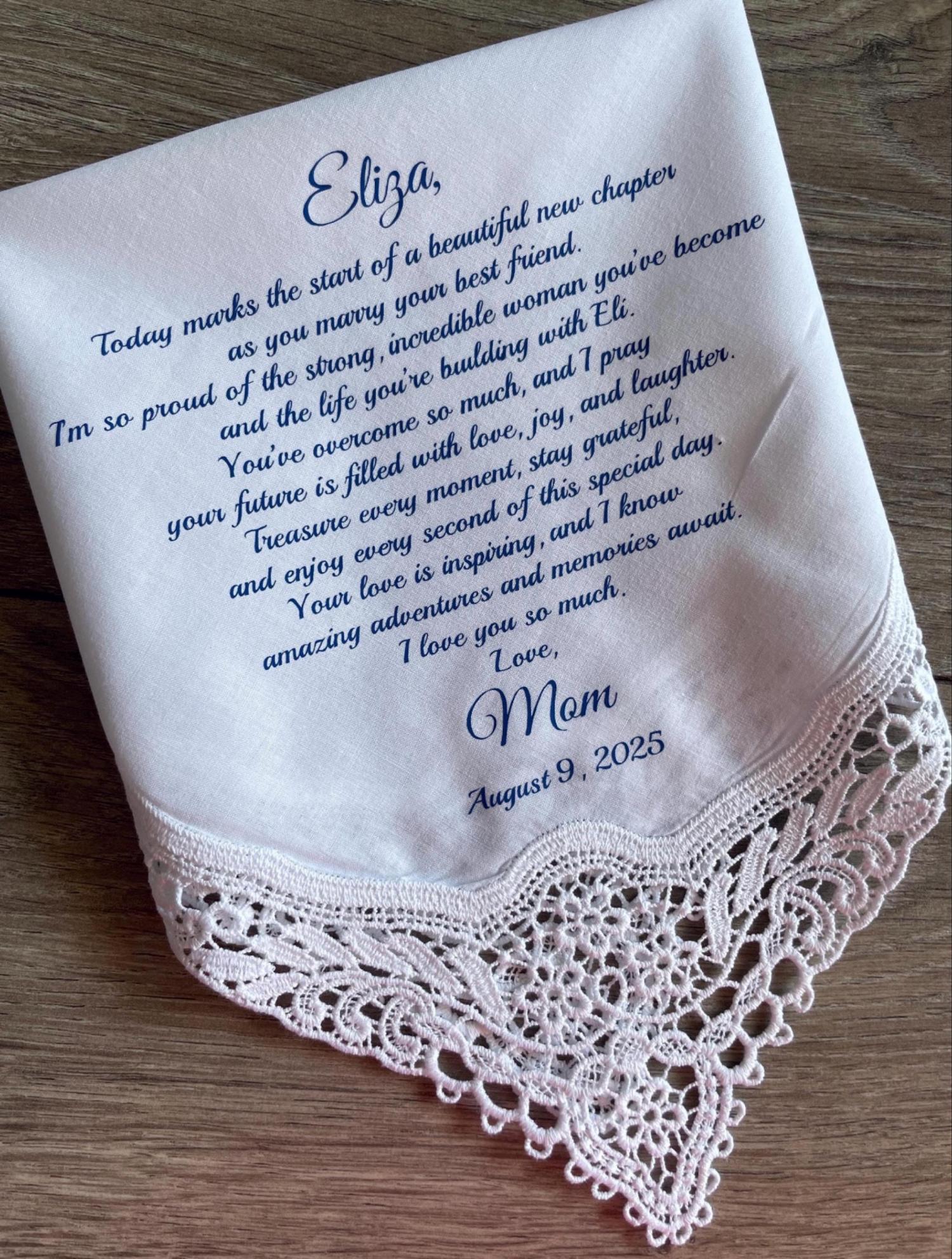 What To Give My Daughter On Her Wedding Day? - Personalized Handkerchief