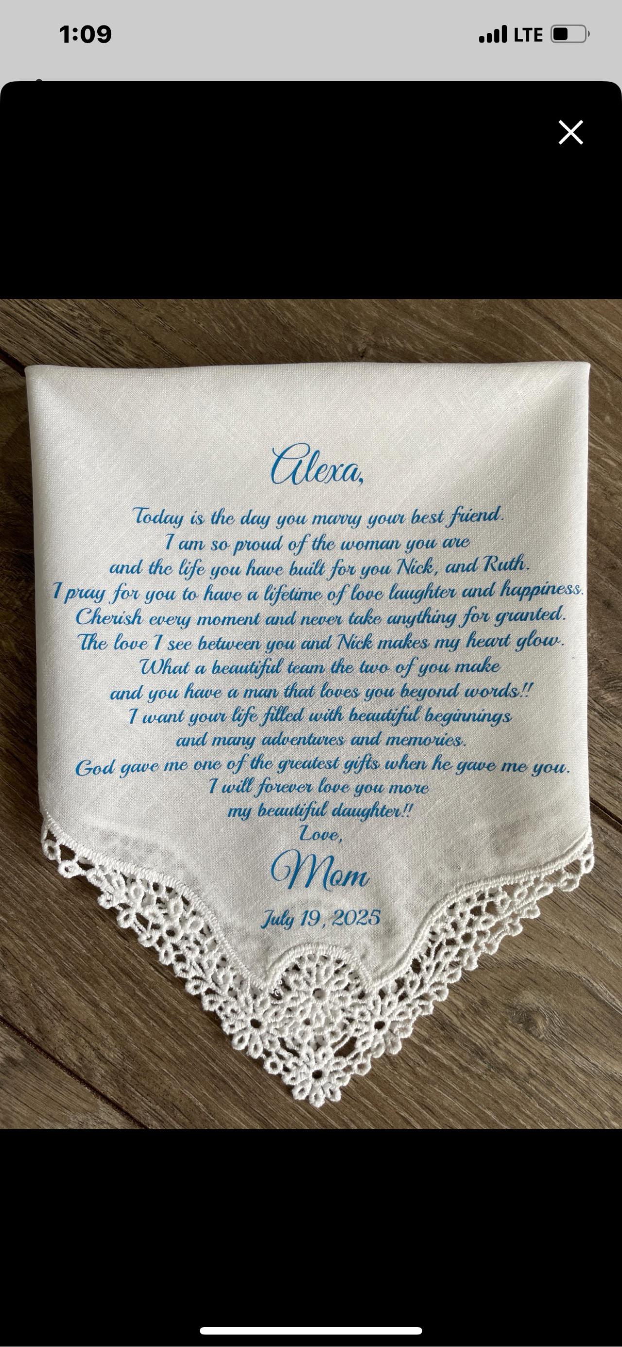 What To Give My Daughter On Her Wedding Day? - Personalized Handkerchief