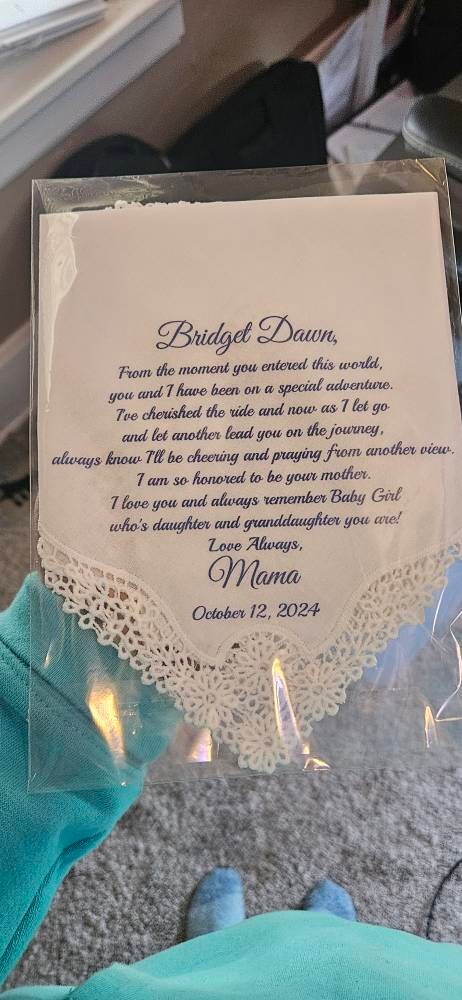 What To Give My Daughter On Her Wedding Day? - Personalized Handkerchief