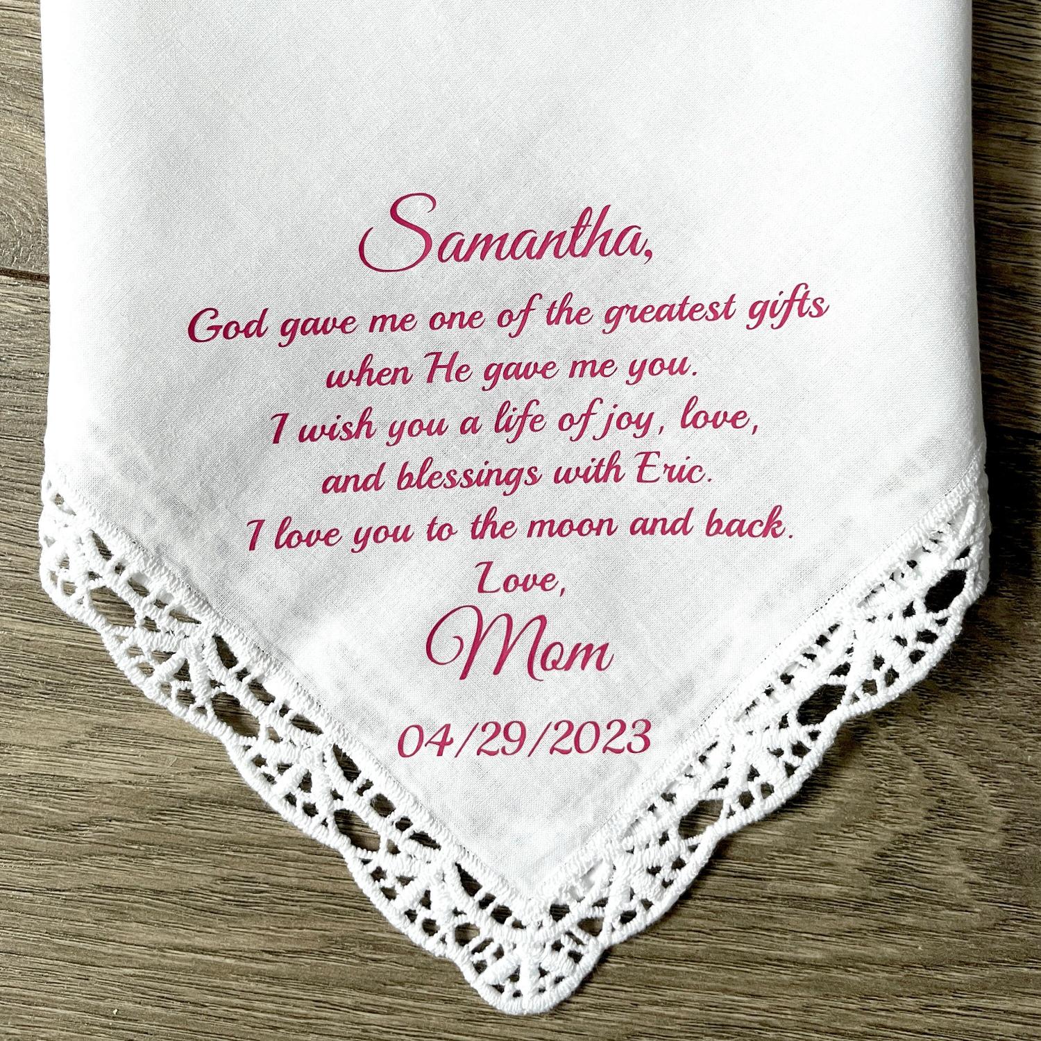 What To Give My Daughter On Her Wedding Day? - Personalized Handkerchief