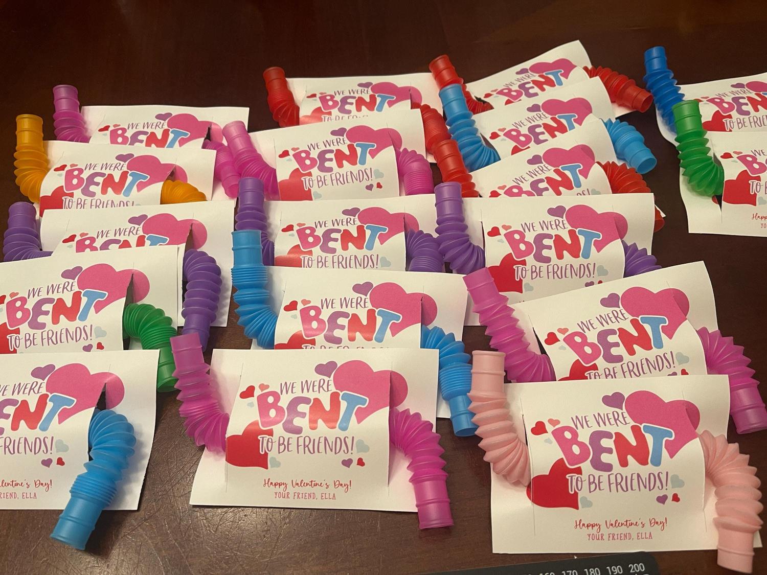 Fidget Pop Tube Valentine Printable, We Were Bent to be Friends, Classroom Kids Valentine Gifts, Personalize with Canva, Non candy, V01