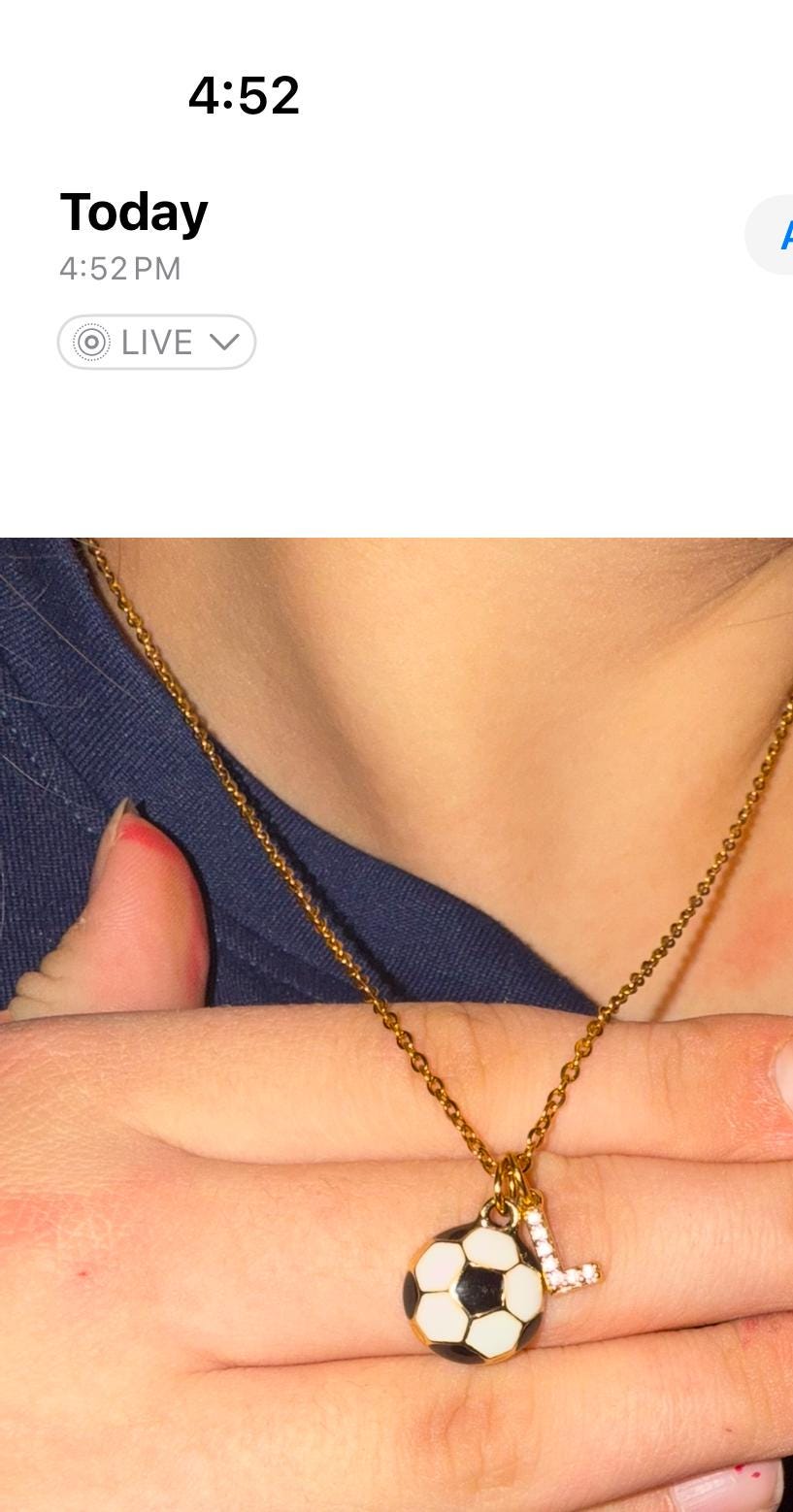 CZ Initial Soccer Ball Necklace, Sports Mom Gift