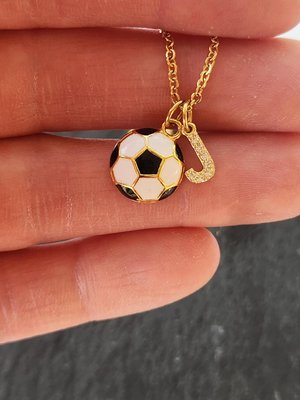 CZ Initial Soccer Ball Necklace, Sports Mom Gift