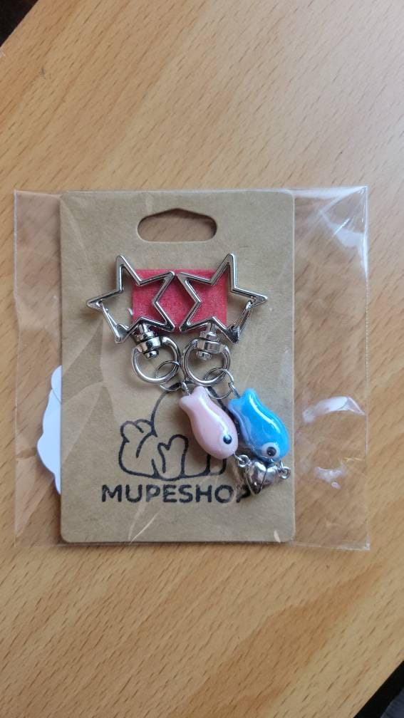 Magnetic Matching Fish Keychain, Set Ceramic Green Phone Bag Charm, Cute Gifts for Best Friend, Him, Boyfriend, Girlfriend, Sister, Duos