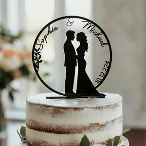 Personalized Wedding Cake Topper, Custom Rustic Bride and Groom