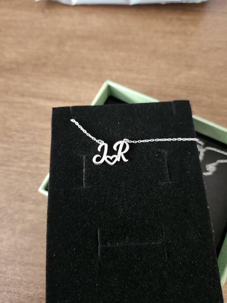 14K Gold Initial with Heart Necklace, Custom Initial Necklace, Necklaces for Women, Anniversary Necklace, Gifts for Her, Necklace