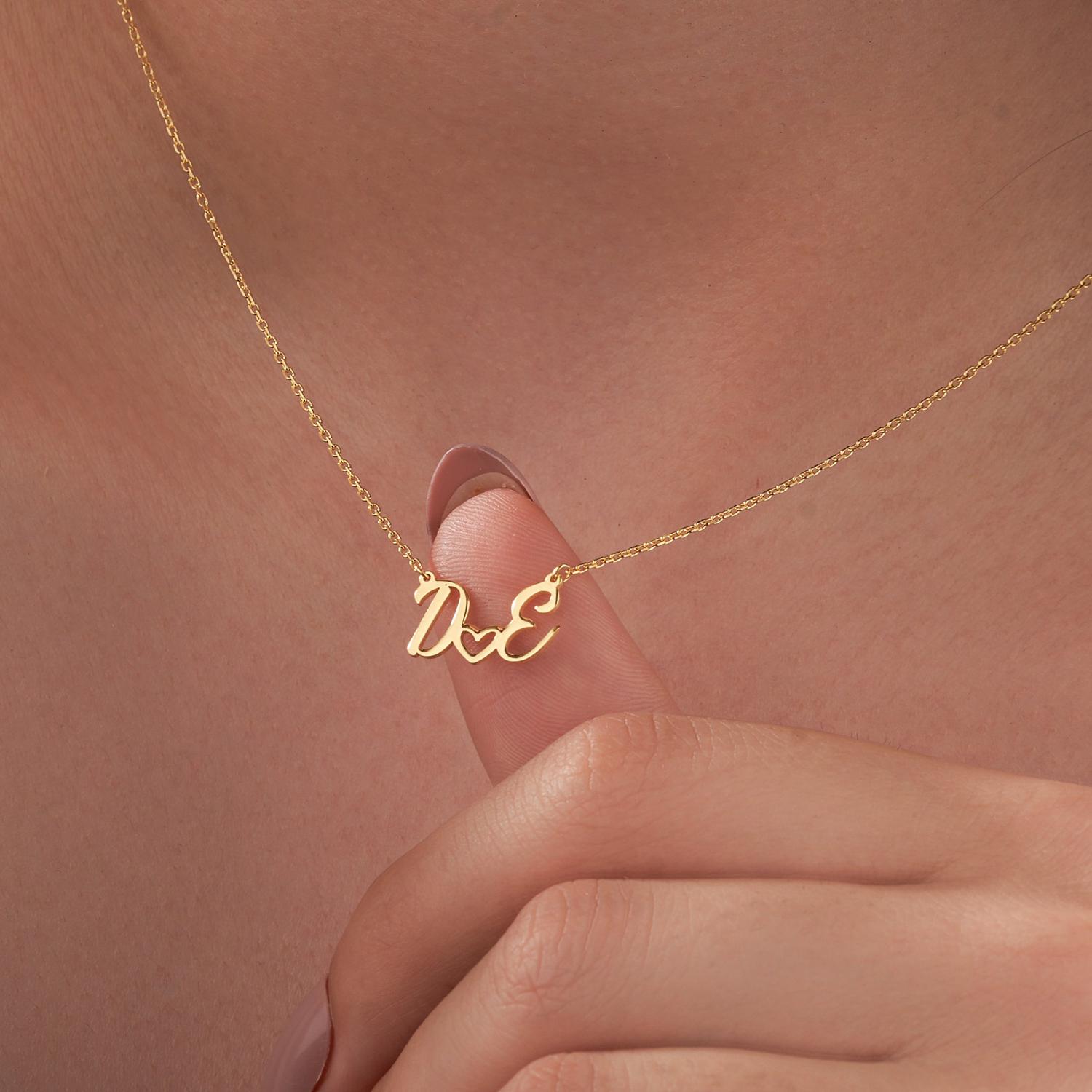 14K Gold Initial with Heart Necklace, Custom Initial Necklace, Necklaces for Women, Anniversary Necklace, Gifts for Her, Necklace