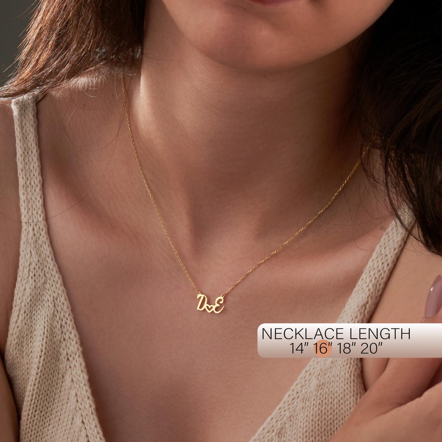 14K Gold Initial with Heart Necklace, Custom Initial Necklace, Necklaces for Women, Anniversary Necklace, Gifts for Her, Necklace