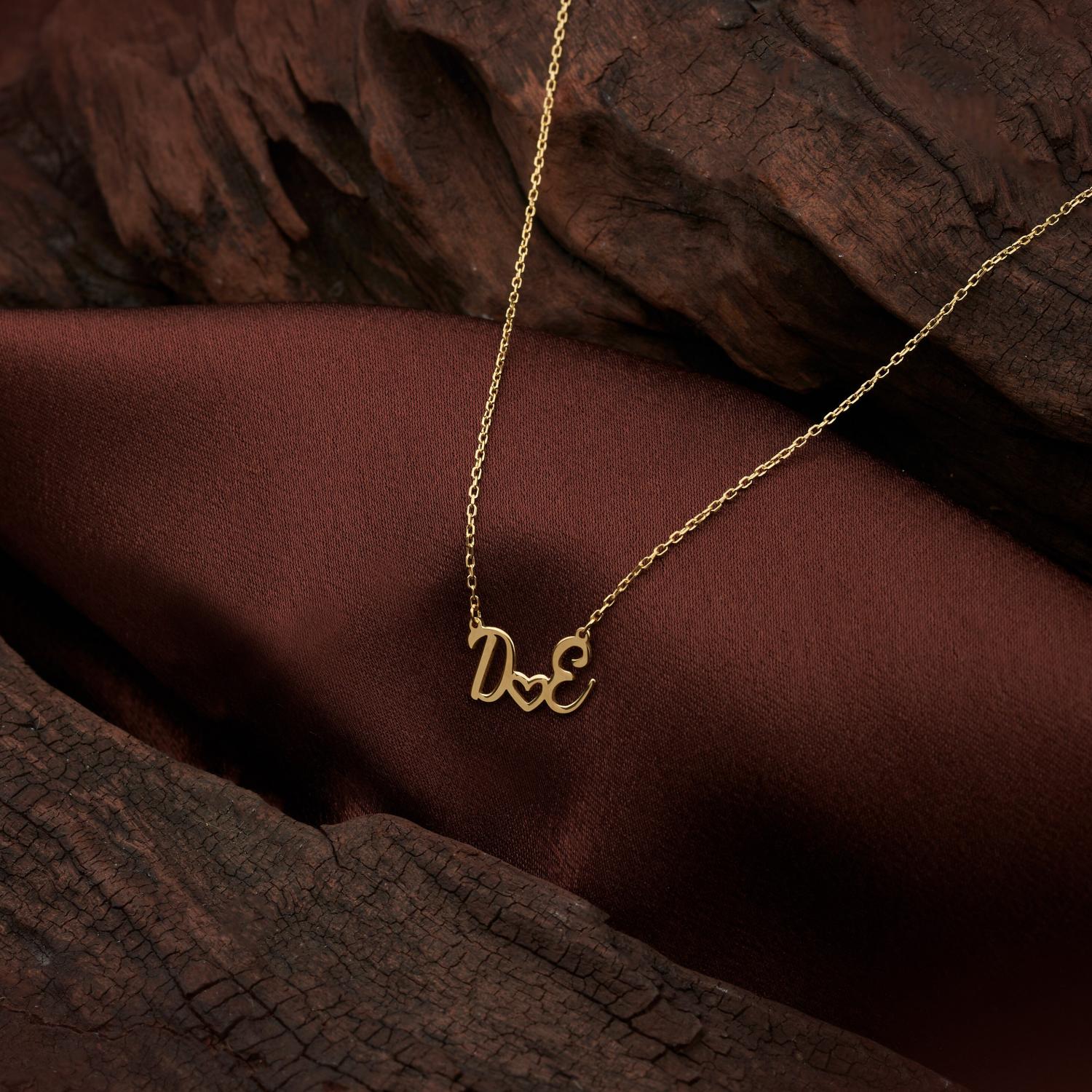 14K Gold Initial with Heart Necklace, Custom Initial Necklace, Necklaces for Women, Anniversary Necklace, Gifts for Her, Necklace