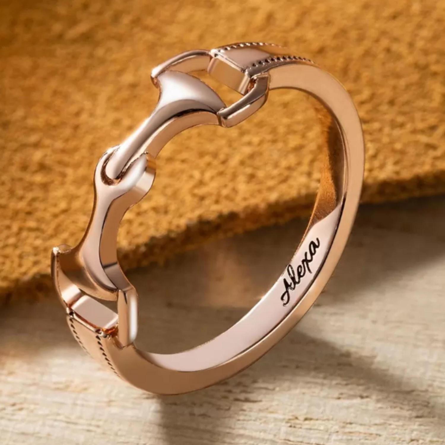 Personalized Name Engraving Horse Bit Ring Unisex Dainty Jewelry Custom Western Style Rings Unique Gift for Rodeo Lovers Cowgirl Gifts