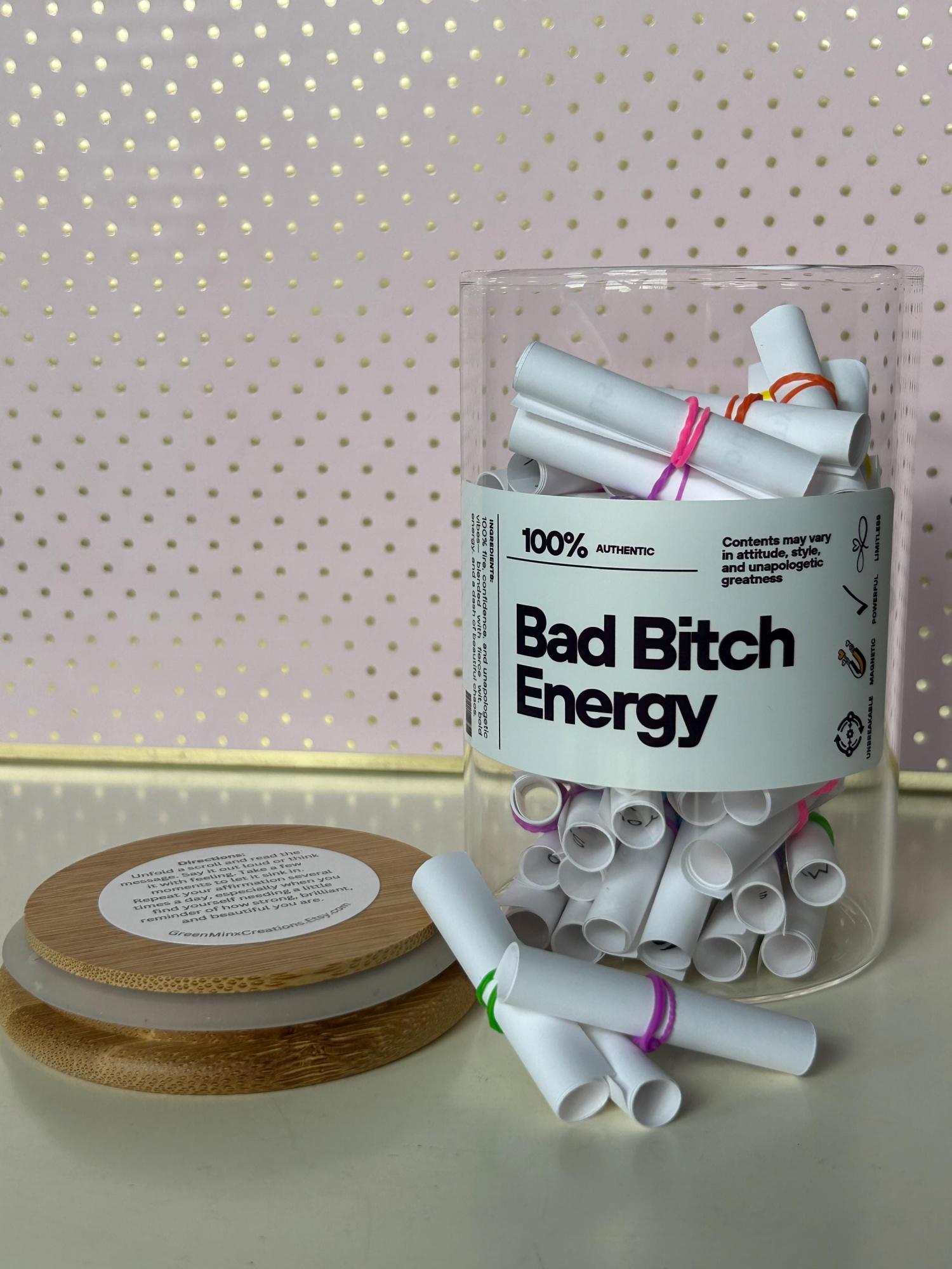 Bad Bitch Energy Jar-110 Positive Affirmations and Quotes to Empower Women, Daily Motivation,Inspire-Self-Care, Mental Health,Anxiety Relief