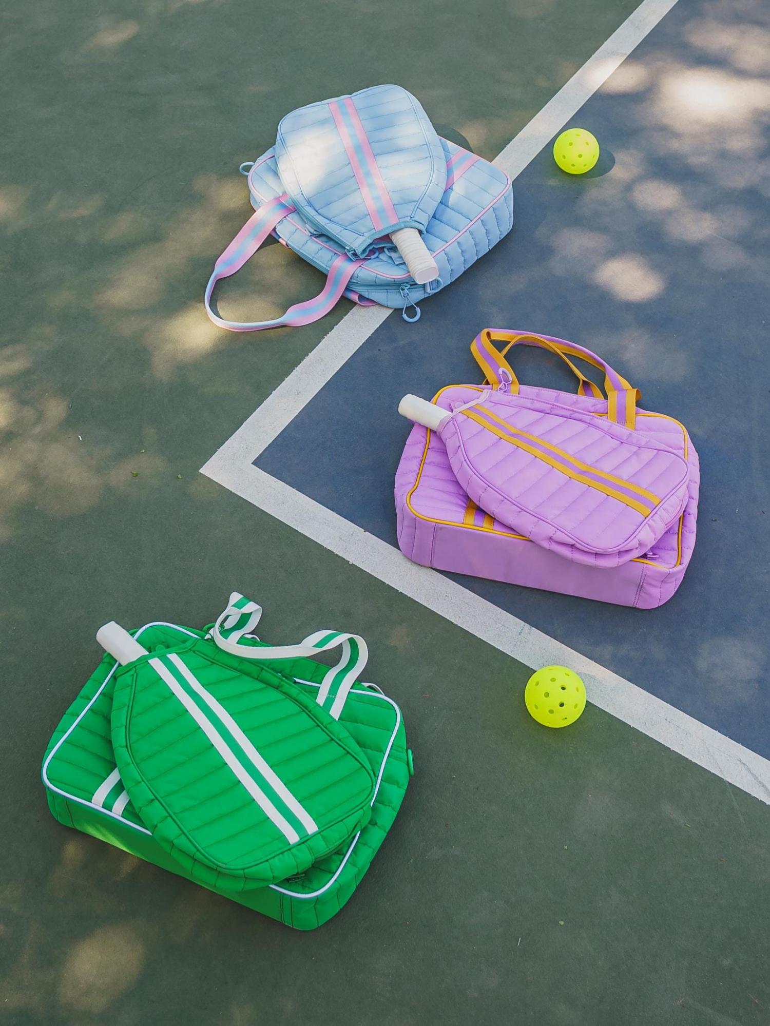 Striped Pickleball Bag: Detachable Paddle Holder, Women's Sports Duffel