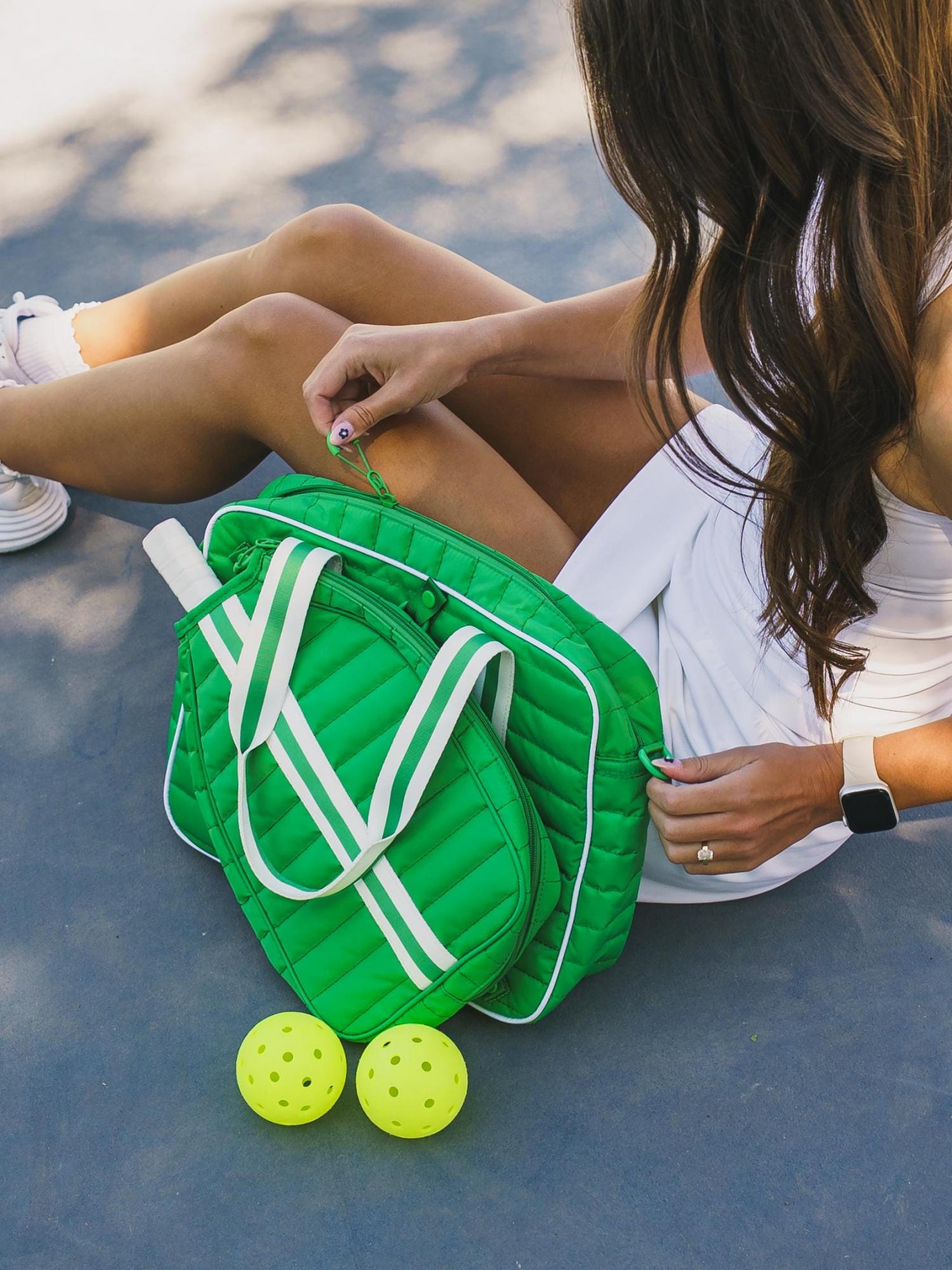Striped Pickleball Bag: Detachable Paddle Holder, Women's Sports Duffel