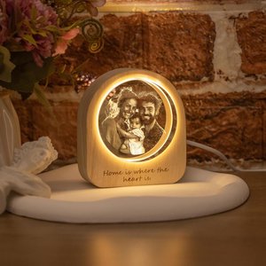 Personalized 3D Crystal Photo Portrait LED, Engraved Crystal Photo Night Light, Crystal Photo Cabin LED, Family Photo Gift, Christmas Gift