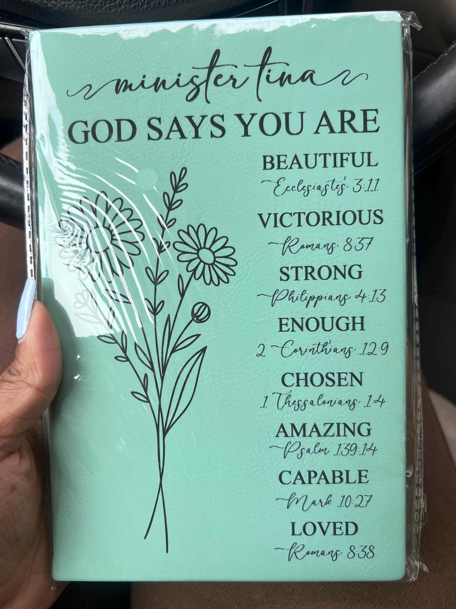 God Says You Are Bible Verse Journal, Personalized Prayer Journal For Women, Flower Christian Gift For Her, Religious Gift,Affirmations Gift