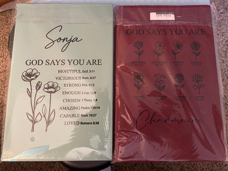 God Says You Are Bible Verse Journal, Personalized Prayer Journal For Women, Flower Christian Gift For Her, Religious Gift,Affirmations Gift