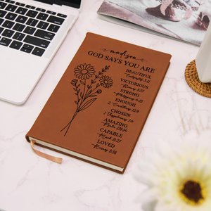 God Says You Are Bible Verse Journal, Personalized Prayer Journal For Women, Flower Christian Gift For Her, Religious Gift,Affirmations Gift