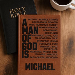 Christian Mens Personalized Matte Hardcover Journal. 5.75 x 8 inches. 150 lined pages