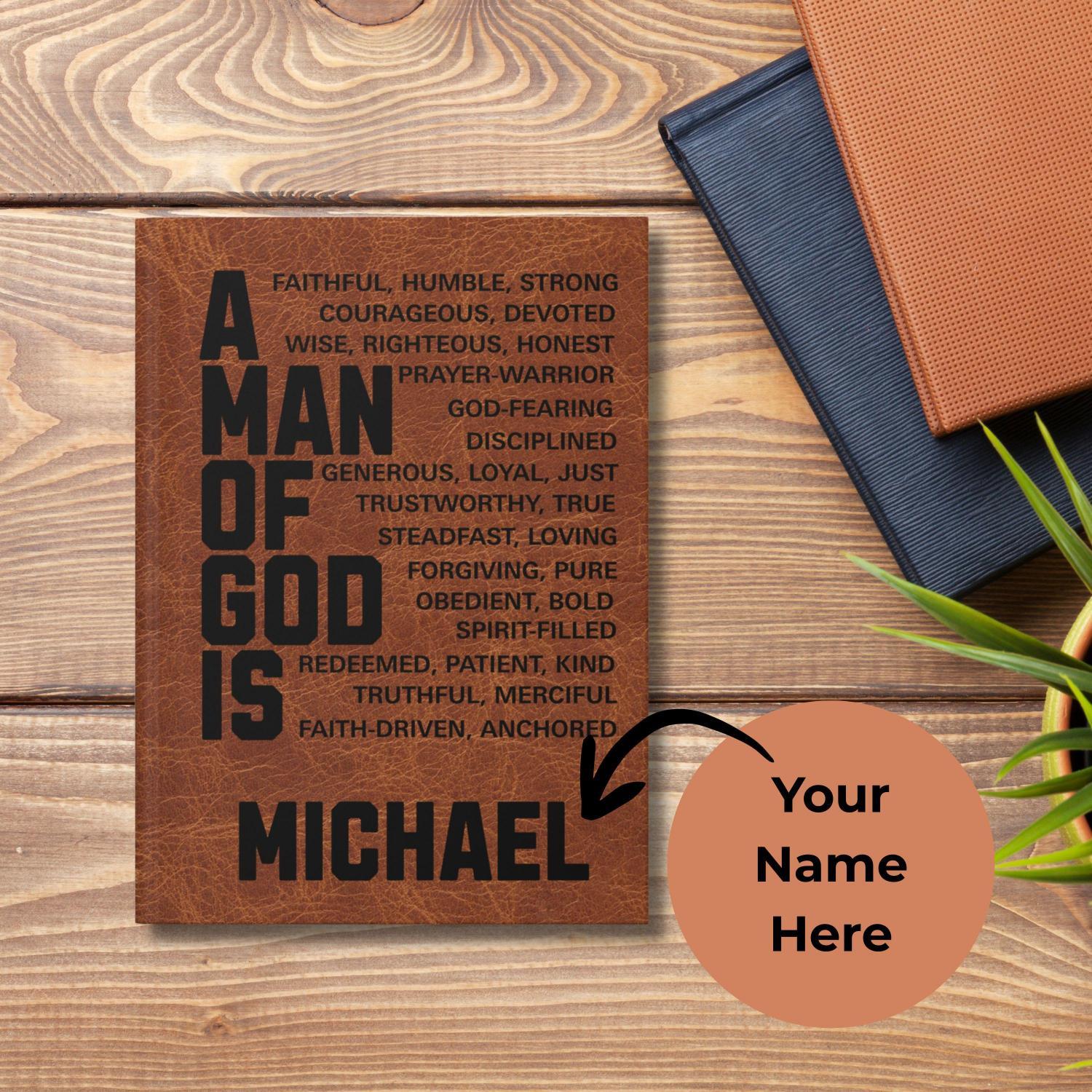 Christian Mens Personalized Matte Hardcover Journal. 5.75 x 8 inches. 150 lined pages