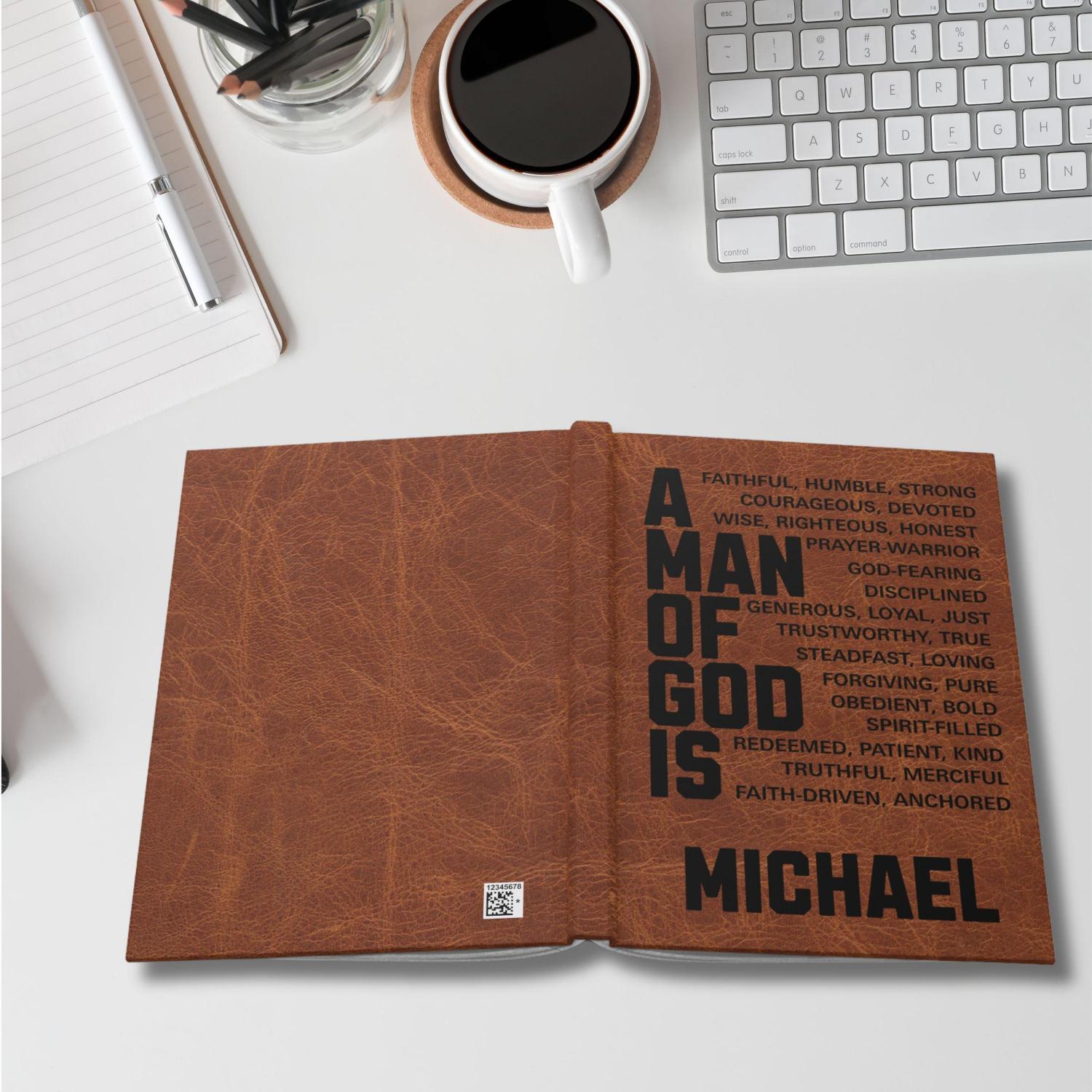 Christian Mens Personalized Matte Hardcover Journal. 5.75 x 8 inches. 150 lined pages