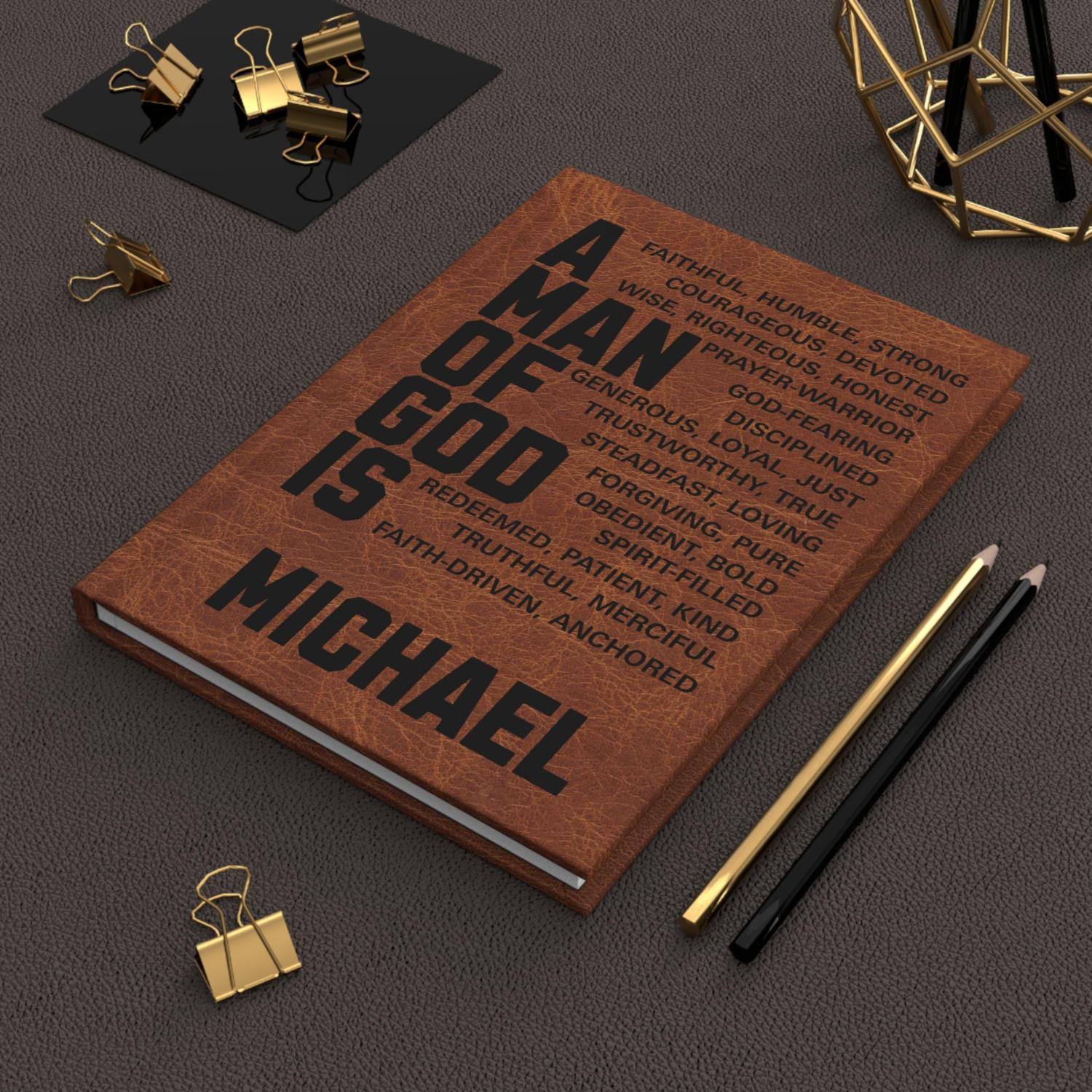 Christian Mens Personalized Matte Hardcover Journal. 5.75 x 8 inches. 150 lined pages