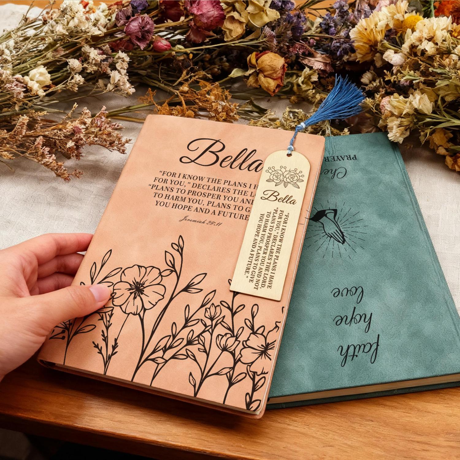 Custom Christian Journal, Personalized Leather Faith Notebook, Prayer Book with Bookmark, Religious Writing Gift, Custom logo notebooks