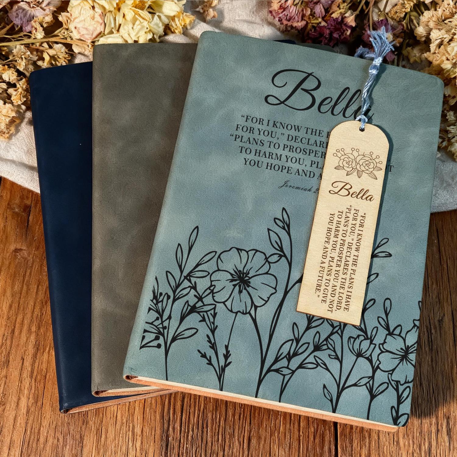 Custom Christian Journal, Personalized Leather Faith Notebook, Prayer Book with Bookmark, Religious Writing Gift, Custom logo notebooks