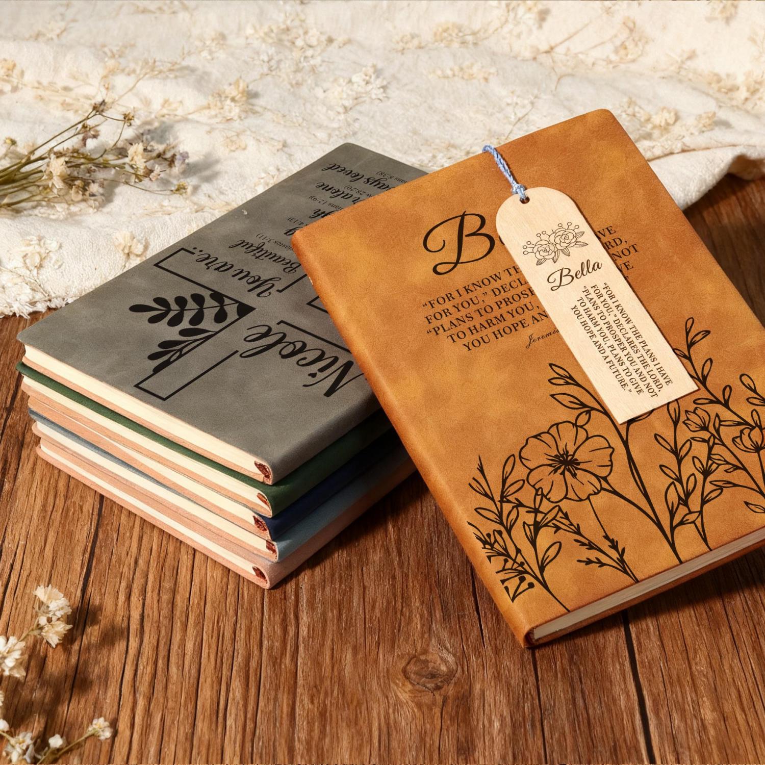 Custom Christian Journal, Personalized Leather Faith Notebook, Prayer Book with Bookmark, Religious Writing Gift, Custom logo notebooks