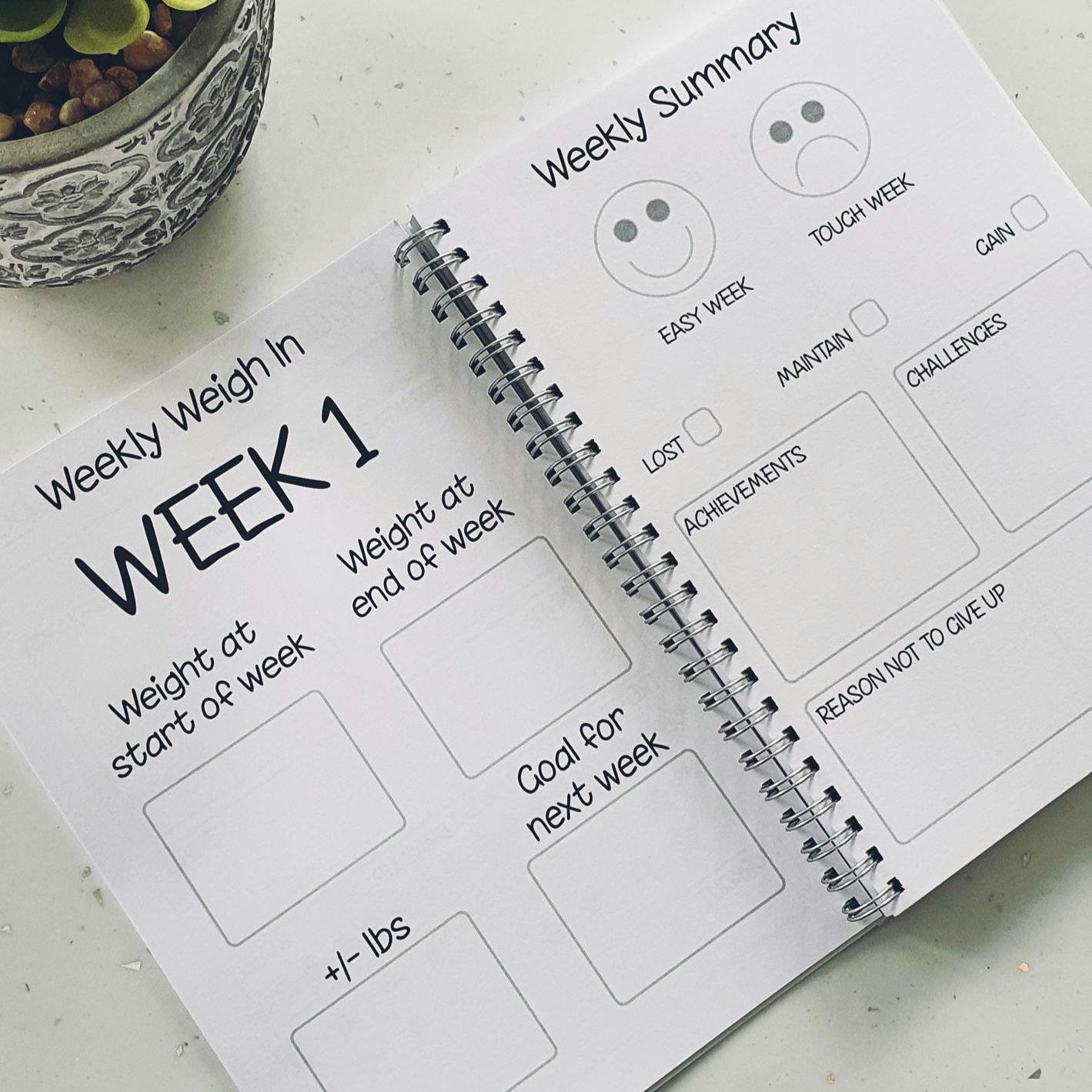 Food Diary, Weight loss Journal, Food Planner, Food Tracker, Daily Food Journal, Weight Tracker, Weightloss, Calorie Counting, Daily Planner