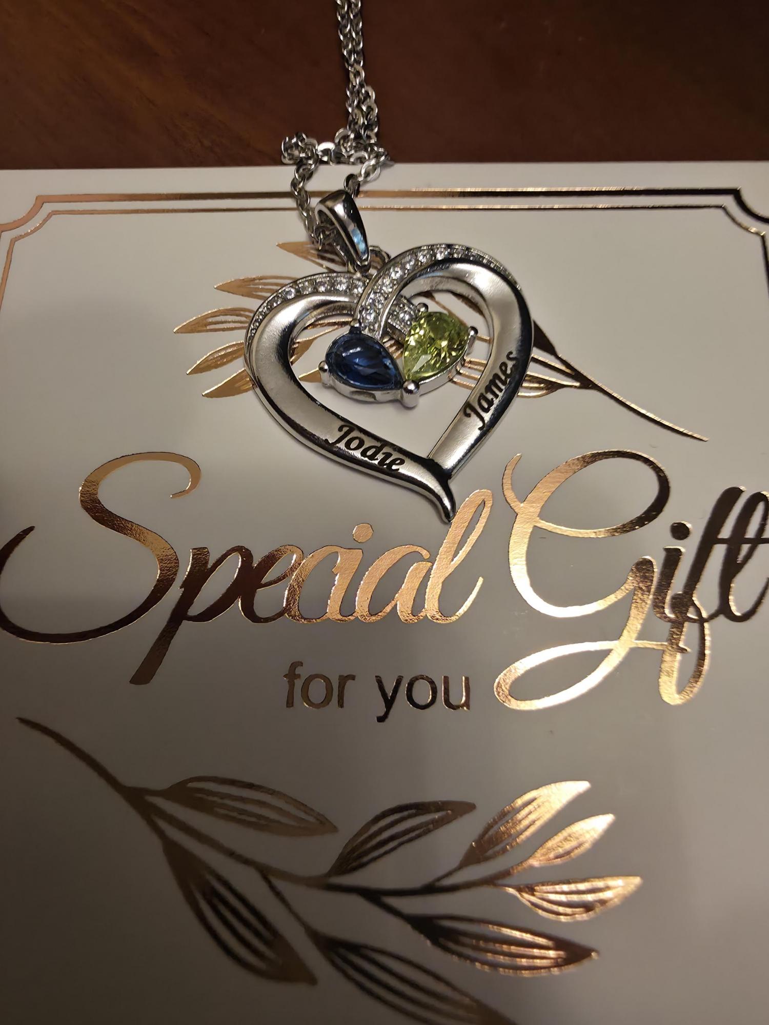 Personalized Birthstone Necklace • Heart Birthstone Necklace • Heart Necklace • Custom Name Necklace • Gifts for Mom • Gifts for Her