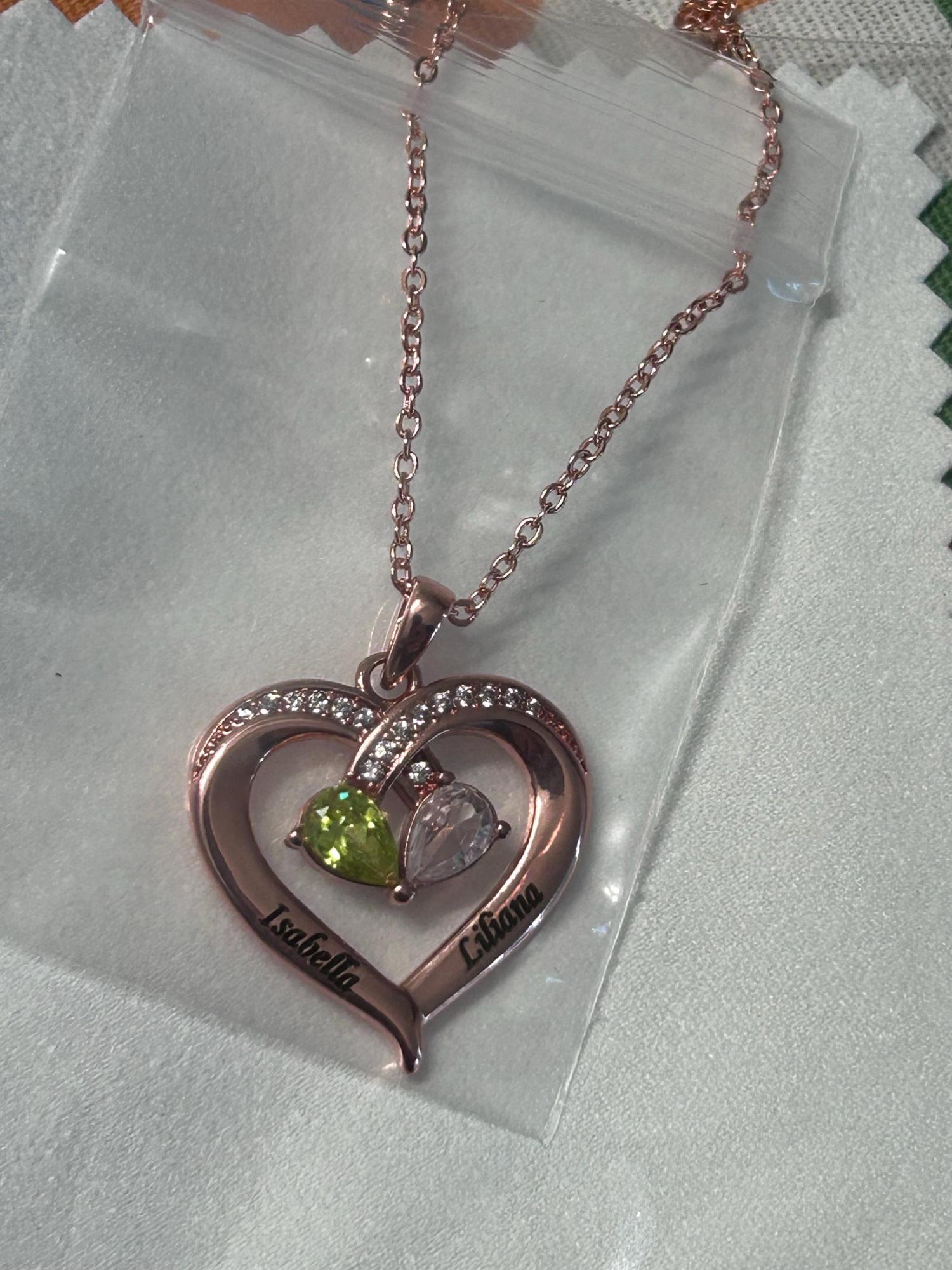 Personalized Birthstone Necklace • Heart Birthstone Necklace • Heart Necklace • Custom Name Necklace • Gifts for Mom • Gifts for Her