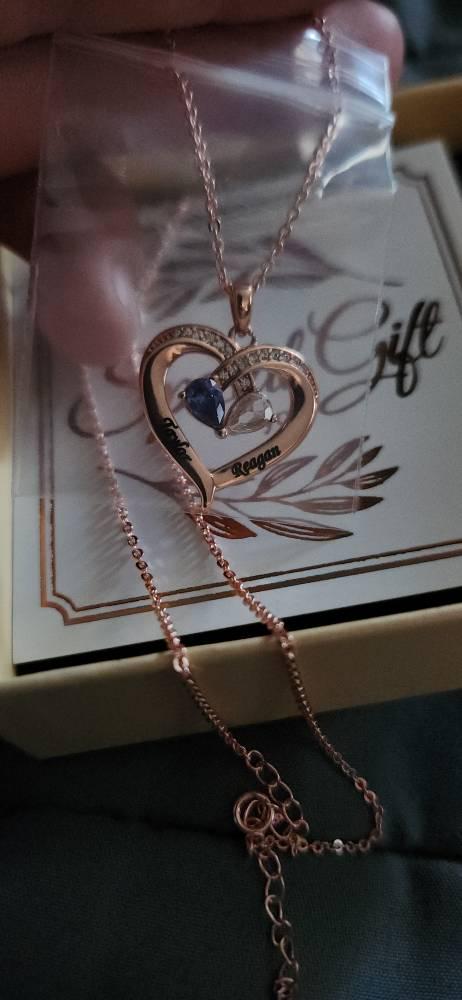 Personalized Birthstone Necklace • Heart Birthstone Necklace • Heart Necklace • Custom Name Necklace • Gifts for Mom • Gifts for Her