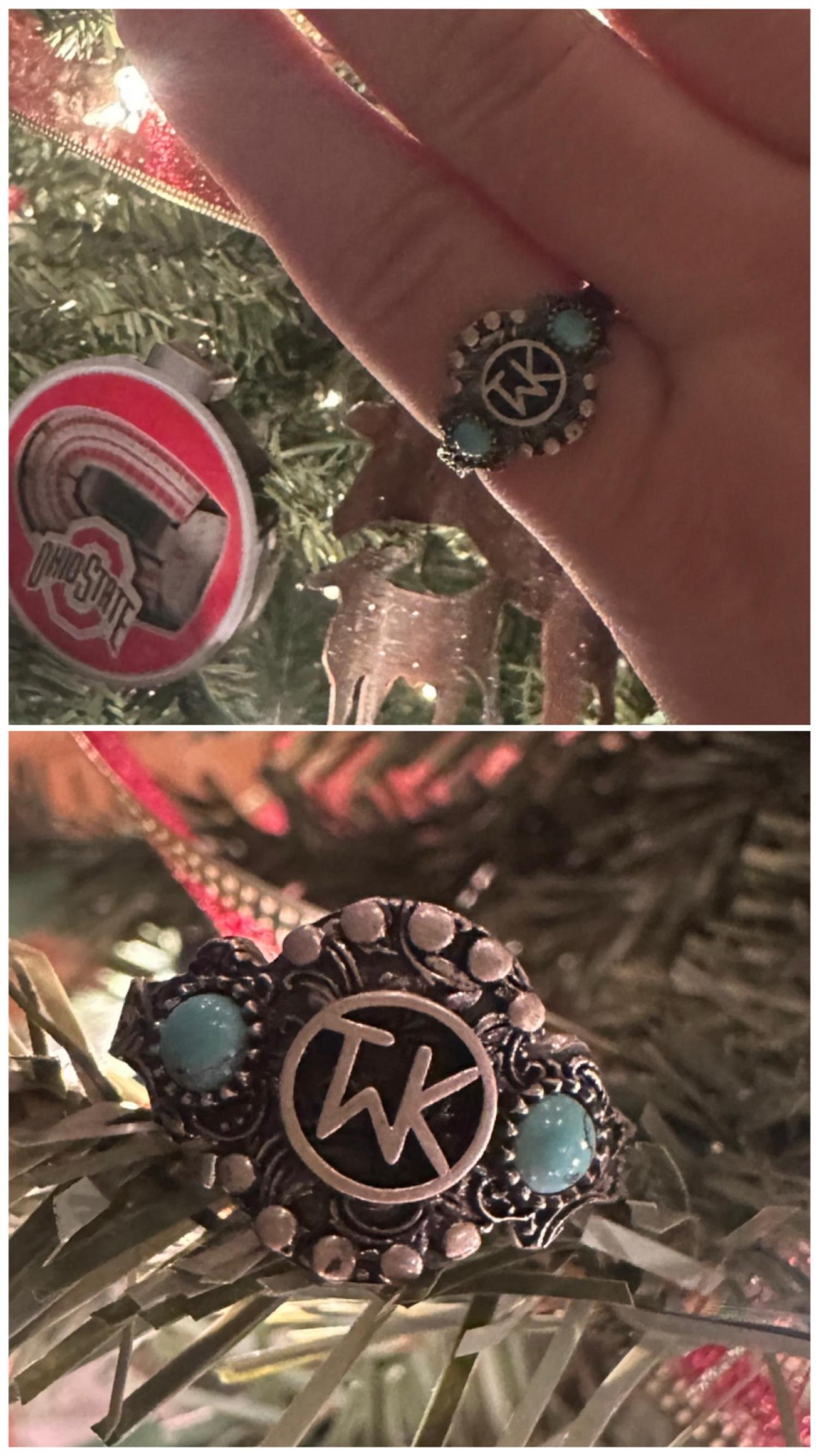 Personalized Cattle Brand Ring Custom South Western Jewelry Ranch Logo Band Boho Turquoise Gemstone Dainty Silver Initial Cowgirl Gift Her