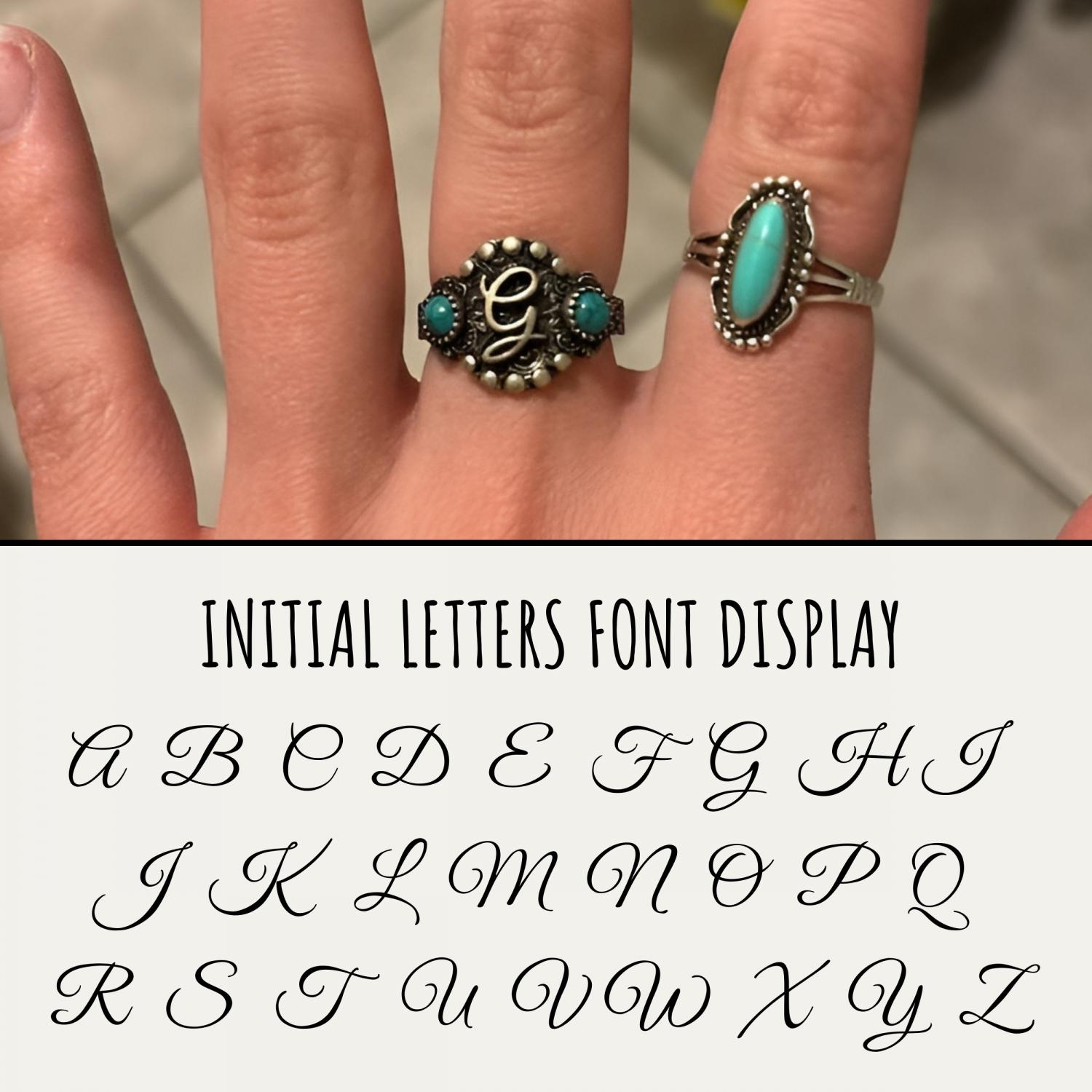 Personalized Cattle Brand Ring Custom South Western Jewelry Ranch Logo Band Boho Turquoise Gemstone Dainty Silver Initial Cowgirl Gift Her
